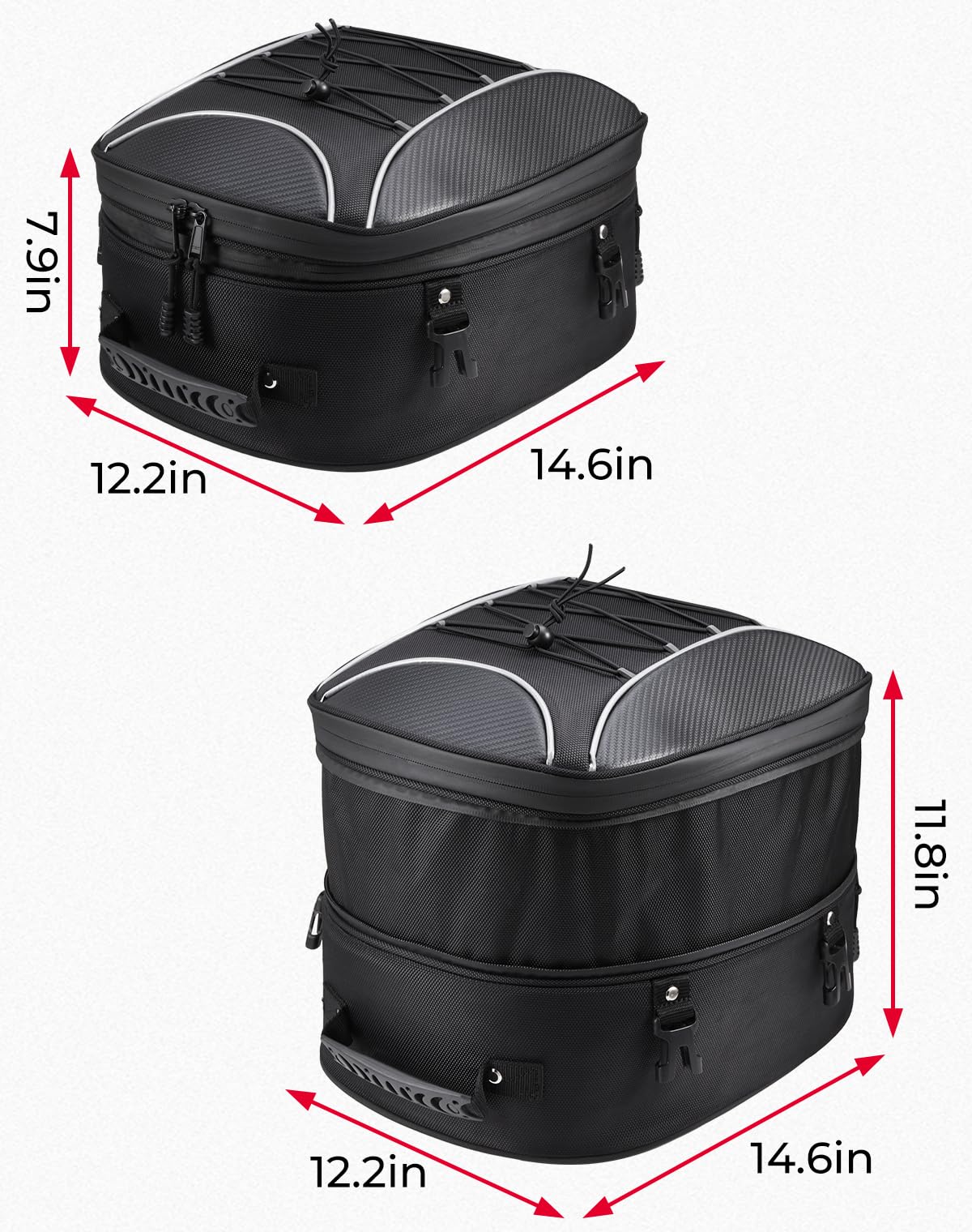 KEMIMOTO Motorcycle Tail Bag, Dual Use Motorcycle Rear Seat Bag with Waterproof Rain Cover, 22L-34L Expandable Motorbike Helmet Bag Luggage Storage Backpack with 6 straps