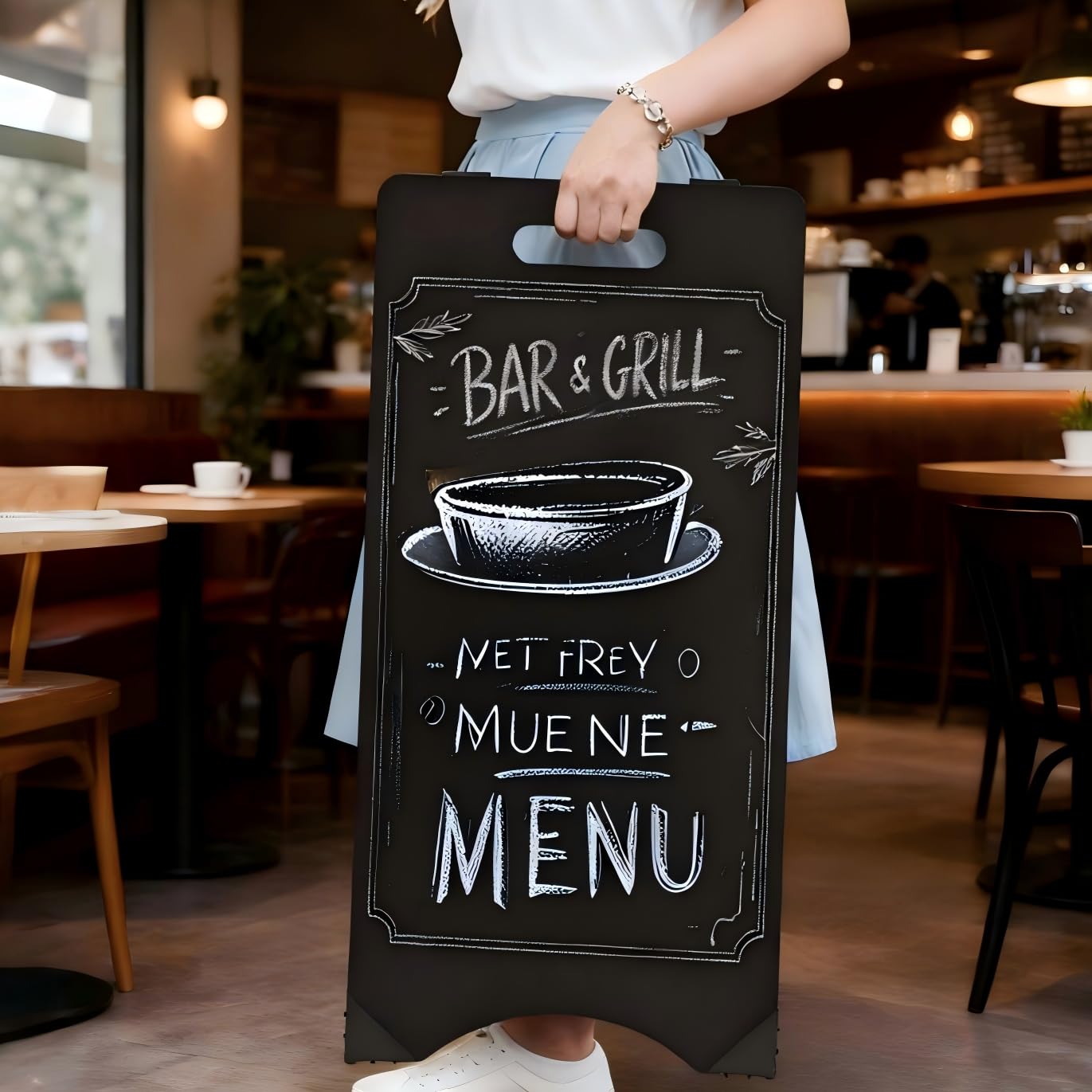 A-Frame Chalkboard 15"×30" Double-Sided Sandwich Chalkboard- Foldable Sturdy Outdoor Sandwich Board for Restaurant, Wedding & Business