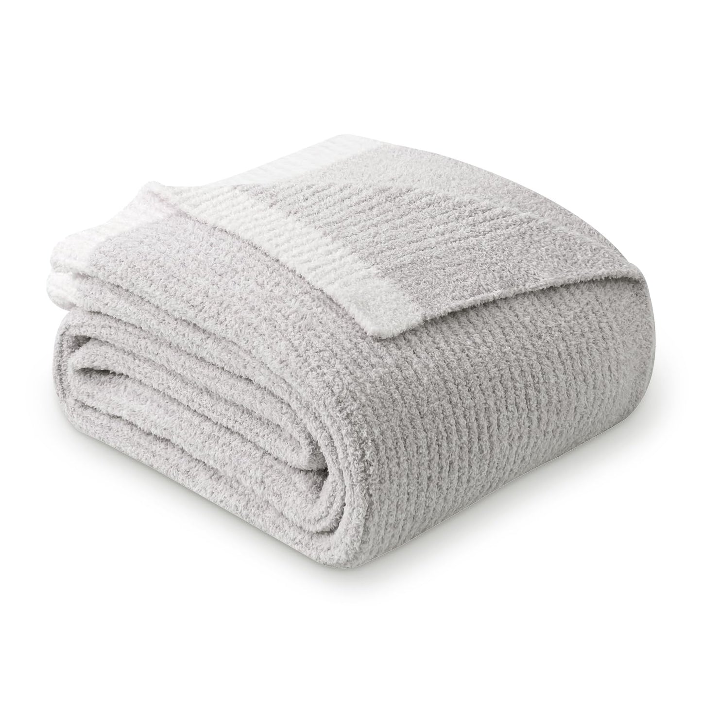 MH MYLUNE HOME Ultra Soft Ribbed Throw Blanket for Couch 60x80 Inches Luxurious Super Cozy Fluffy Microfiber Blanket Plush Warm Reversible Throw Blankets for Sofa Bed - Gray 60 x 80 Inches