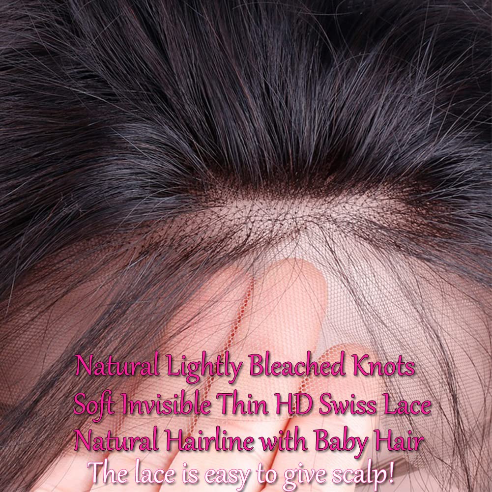 Lipai Hair Straight Lace Front Wigs Human Hair Pre Plucked 13x4 HD Transparent Lace Frontal Wigs Human Hair Natural Hairline 220% Density Glueless Brazilian Virgin Human Hair Wigs for Women 22 Inch