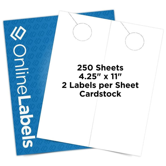 Door Hangers - 4.25 x 11 - Cardstock - Pack of 500, 250 Sheets - Inkjet/Laser Printer - Online Labels