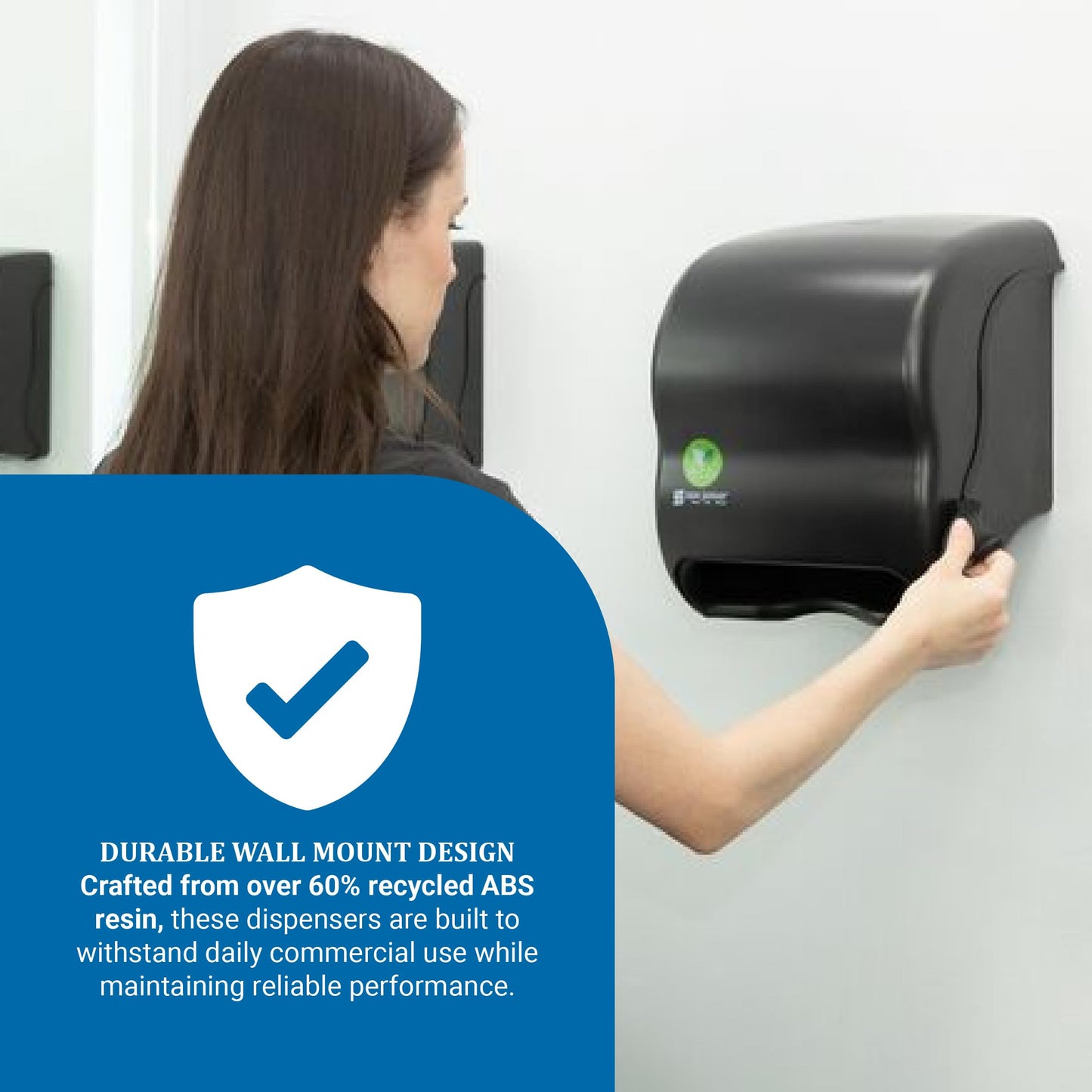 Ecological Green Towel Dispenser, 12.49" x 8.6" x 12.82", Black