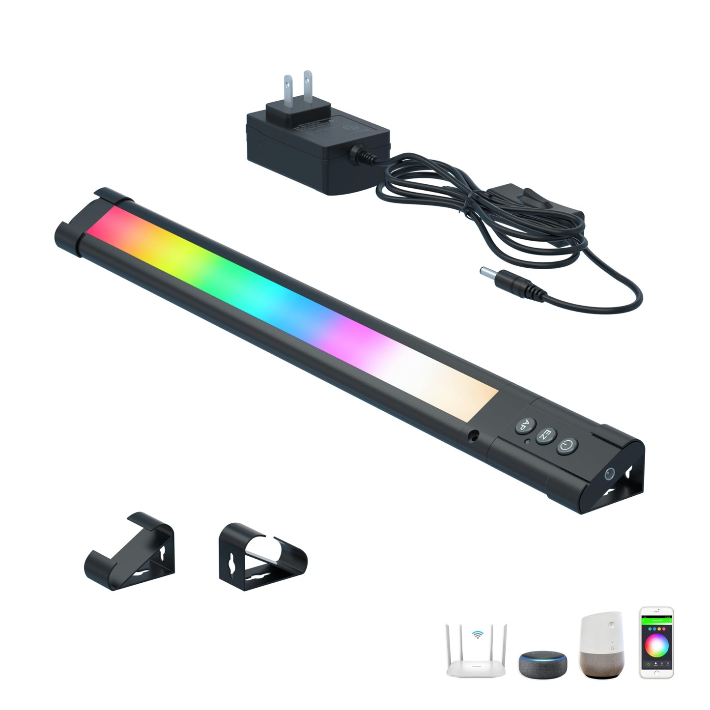 LAMPAOUS LED Light Bar, Dimmable RGB Lights, Light Bar with Alexa & Google Integration for Room, Desk, Monitor Backlight, Indoor Wall Washer - includes Remote Control (1-Bar 12 Inch Kit)