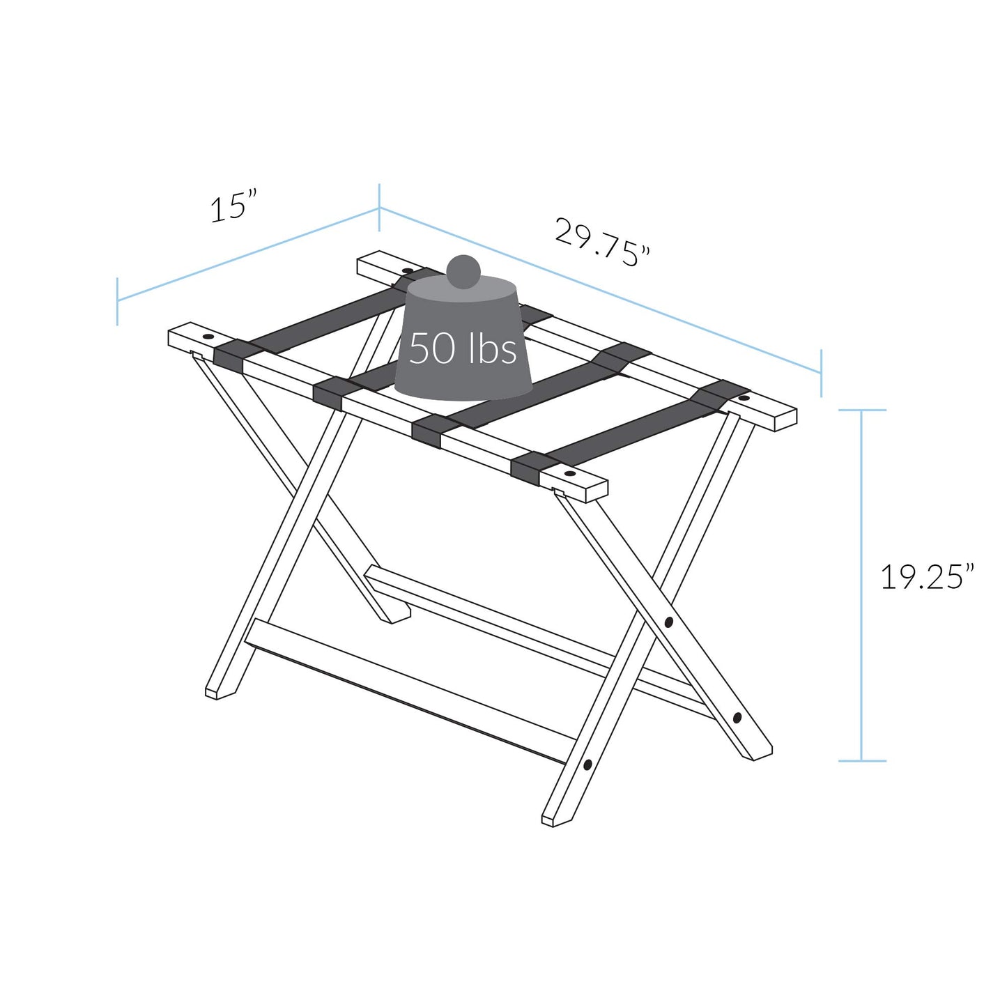 Heavy Duty 30" Extra Wide Luggage Rack - Walnut