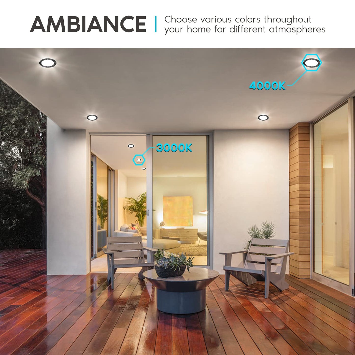 LUXRITE 4 Inch LED Recessed Can Lights, 10W=60W, CCT Color Selectable 2700K | 3000K | 3500K | 4000K | 5000K, Dimmable Retrofit Downlights, 750 Lumens, Energy Star, Wet Rated, Black Trim (4 Pack)