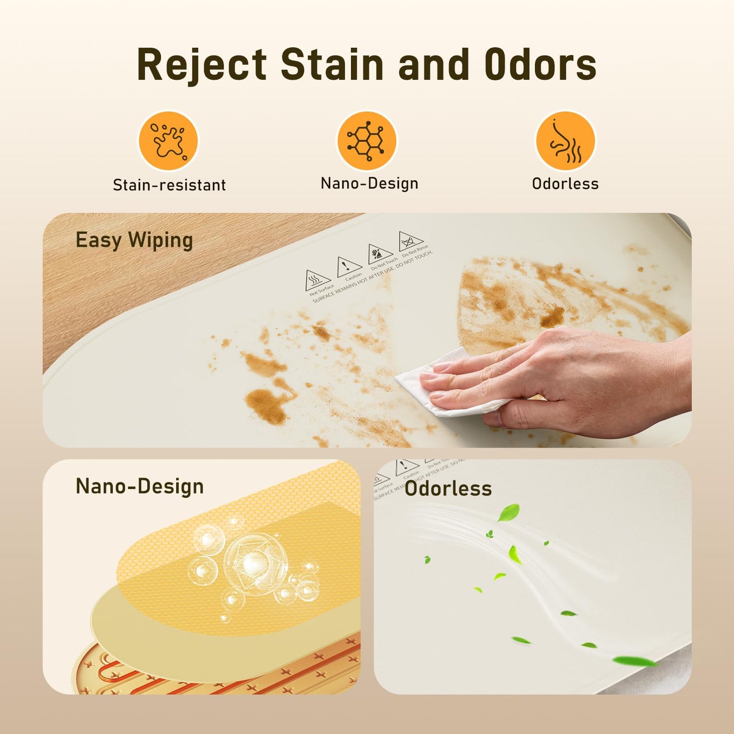 Warming Mat for Food – Fast Electric Warming Tray for Parties with 6-Hour Timer, 10s Rapid Heating, 4 Temperature Settings, Easy-to-Clean Nano Material, for Buffets, Defrosting,Beige
