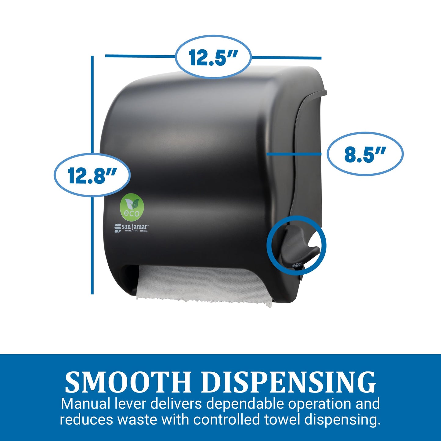 Ecological Green Towel Dispenser, 12.49" x 8.6" x 12.82", Black
