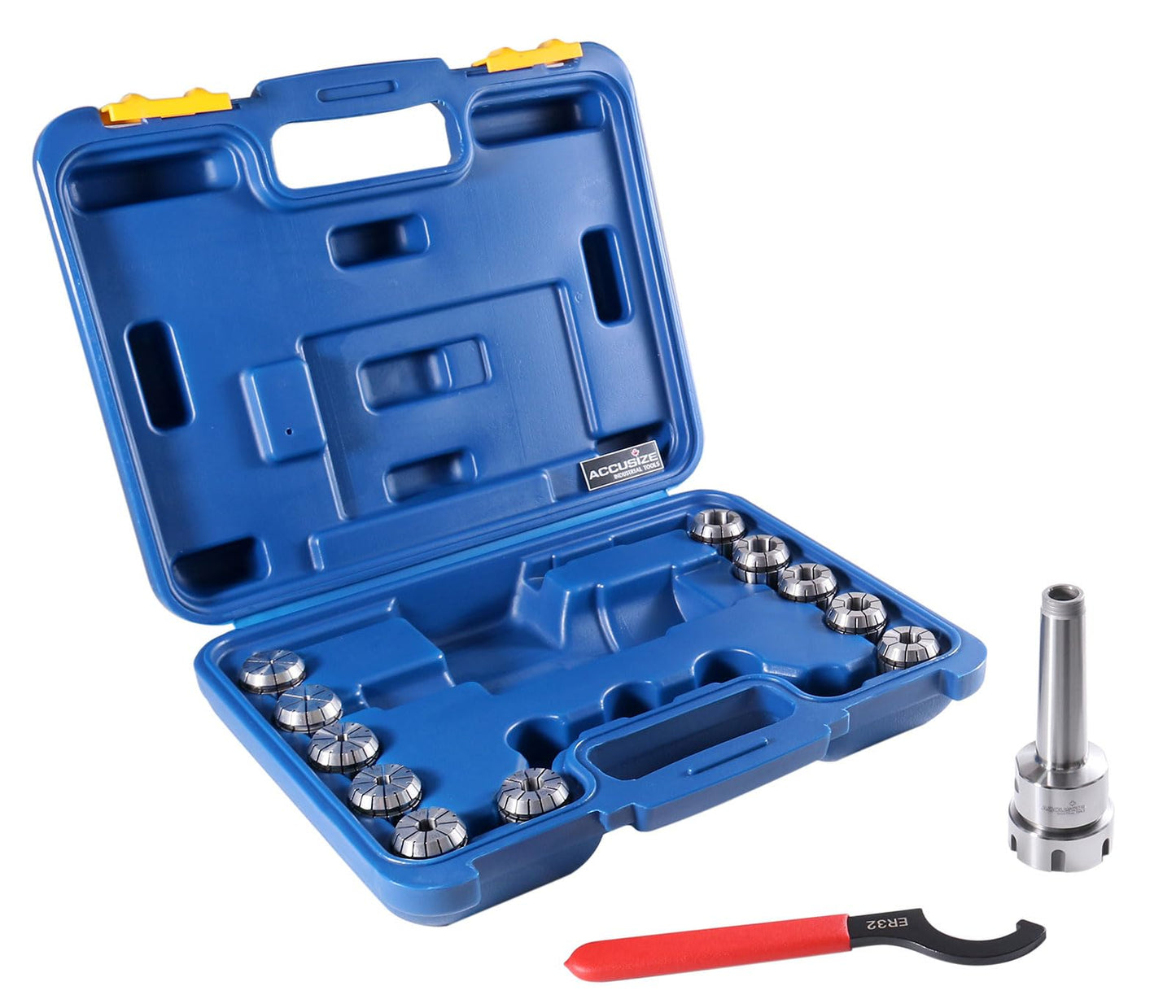 Accusize Industrial Tools Mt3 Shank Er32 Chuck with 11Pc Collets Kit, 1/8'' - 3/4'' by 16Th, Morse Taper Collet System, 0223-0304