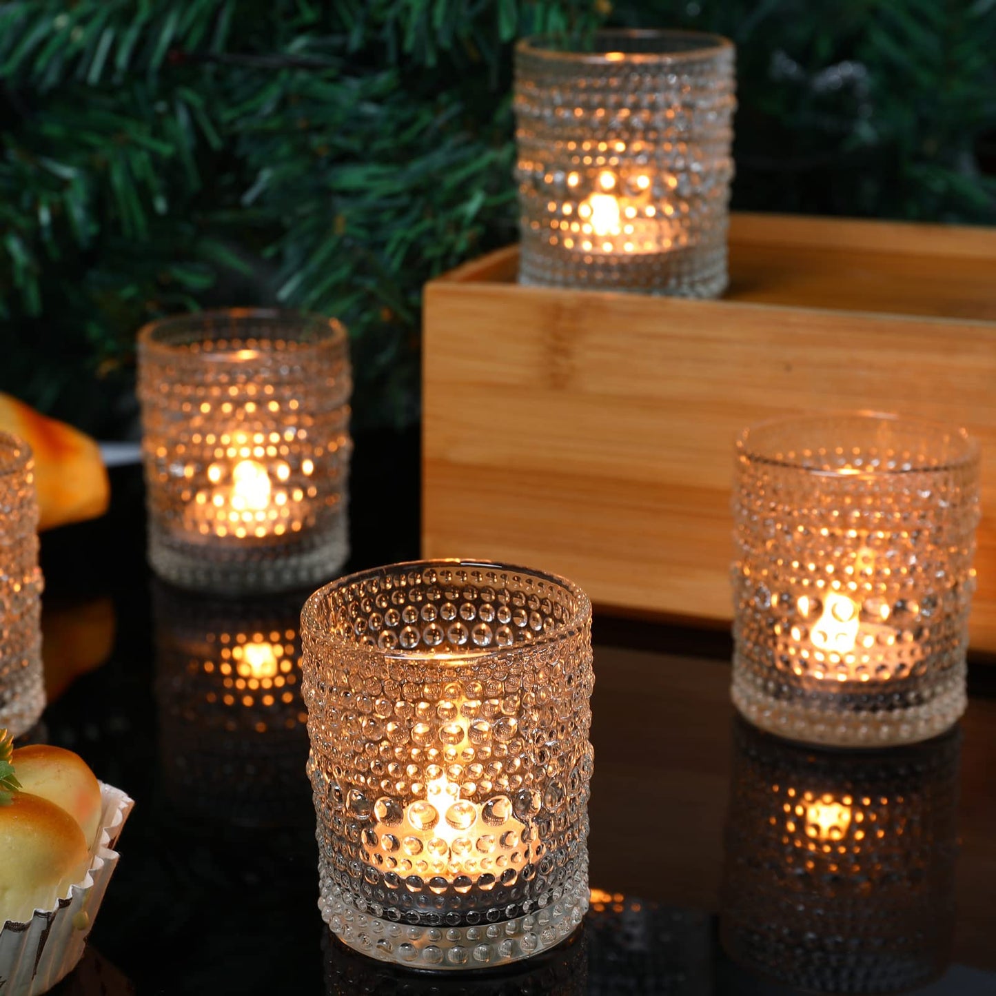 48pcs Votive Candle Holders for Home Decor, Clear Glass DIY Wax Filling Tealight Candle Holders, Tea Light Candles Holder for Wedding Table Decoration