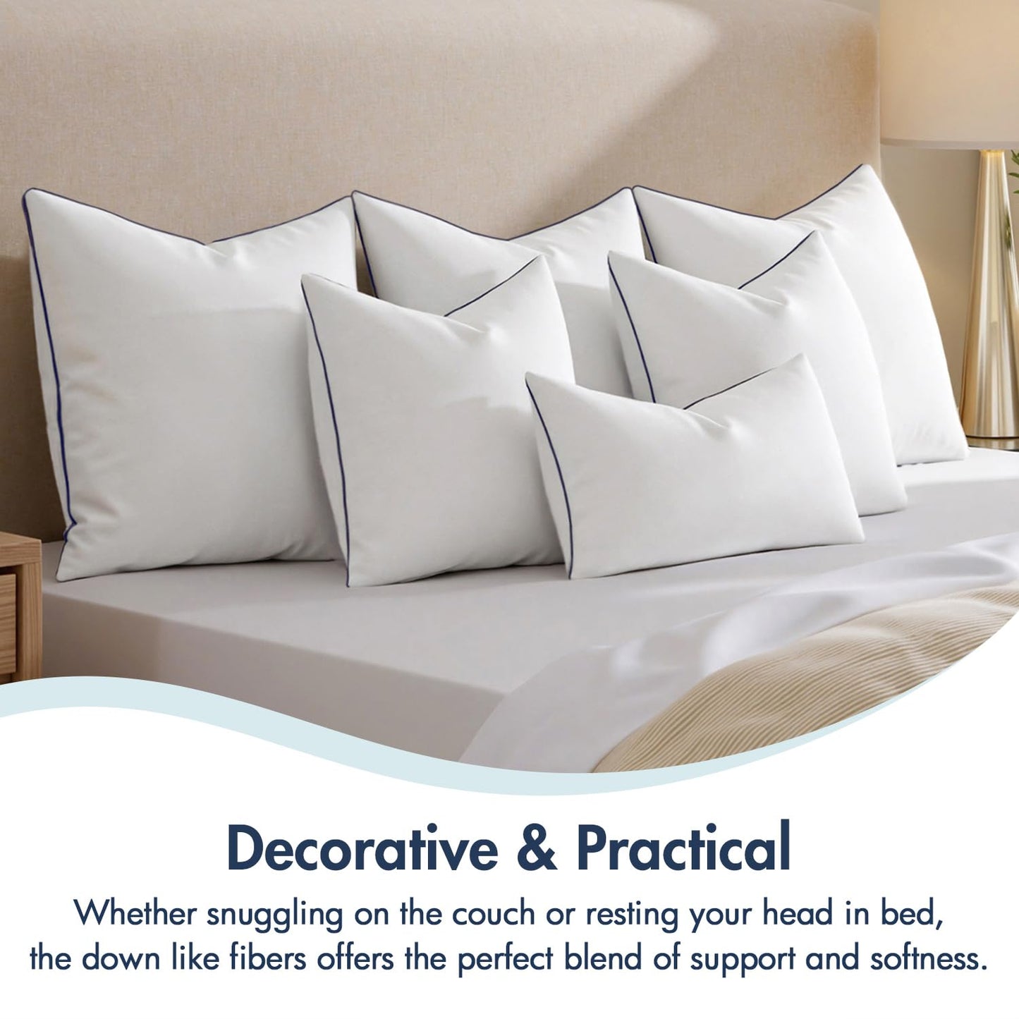 MIULEE 24x24 Euro Pillow Inserts, Fluffy Down Alternative Filling Pack of 2 Ultra Soft Throw Pillows for Bed Sofa Couch