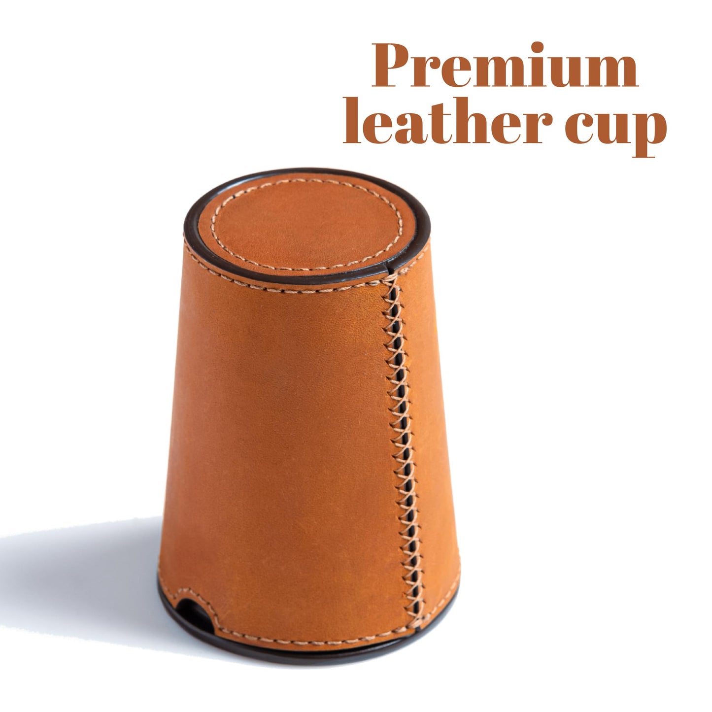 THE CRAFT HOUSE Dice Set with Dice Shaker Cup, Perfect for Casino Dice Game, Dice Games for Family Leather Dice Cup, Poker Dice Shaker (Brown)
