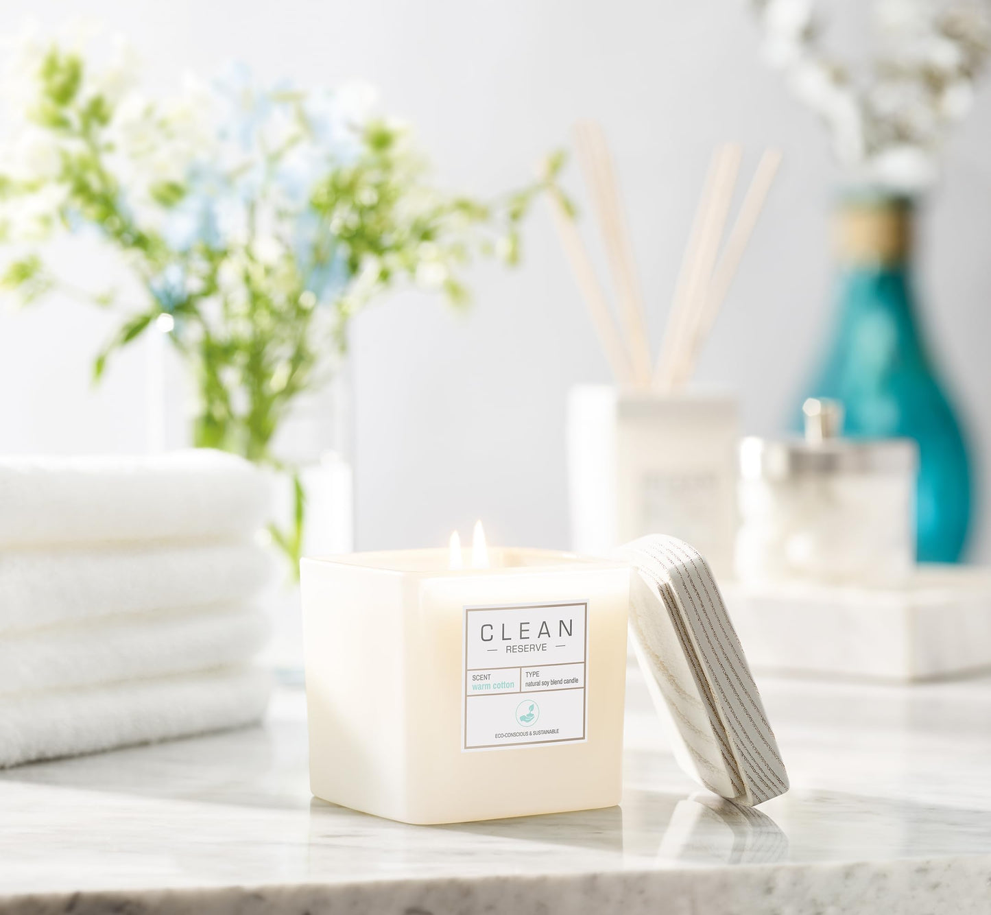 CLEAN RESERVE Home Candle | Natural Soy Blend Scented Candle | Premium Non-Toxic Candle Made with Sustainable Ingredients | Up to 40 Hour Burn Time | 8 oz