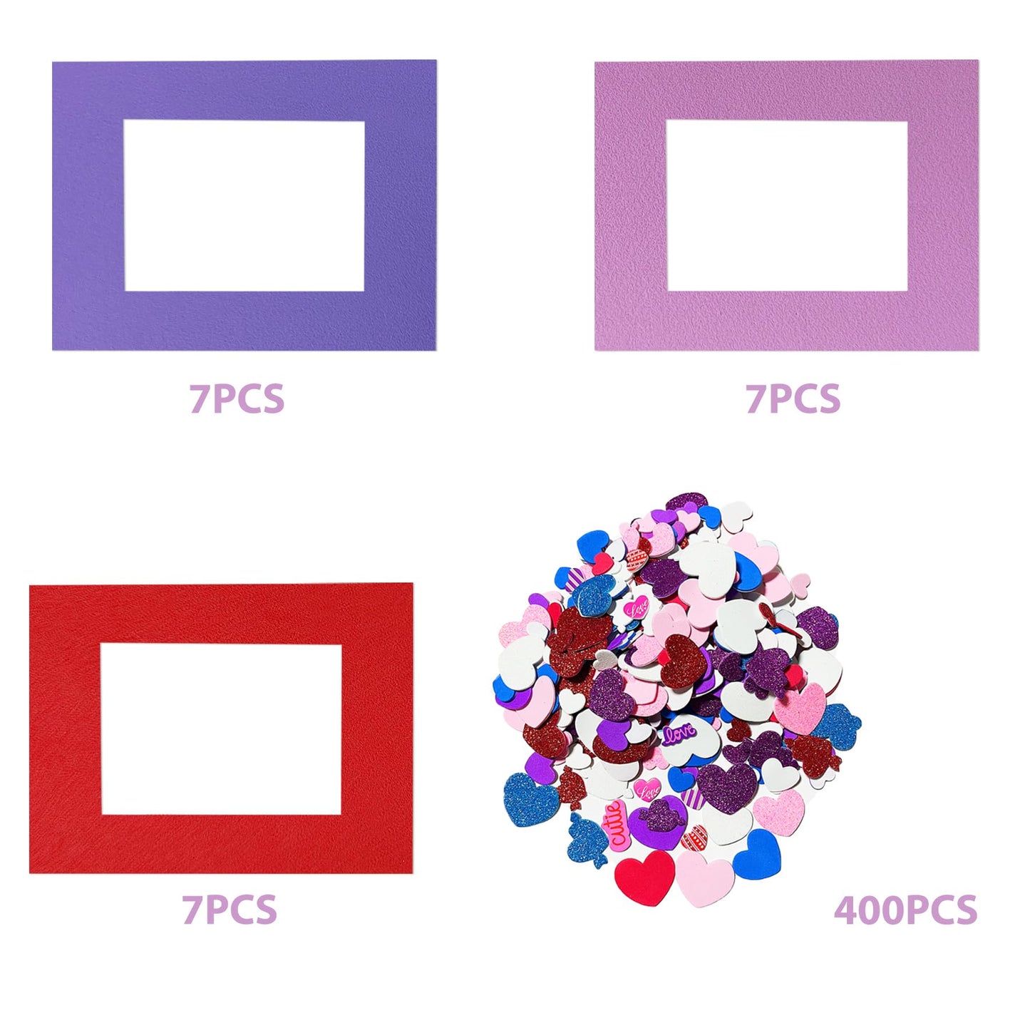 Valentines Crafts for Kids 21 Packs Valentine's Day Diy Picture Frame Craft Kits for Kids, Toddler Arts and Crafts with 800 Pcs Heart Foam Shapes Stickers for Kids Classroom Game Activities Decoration