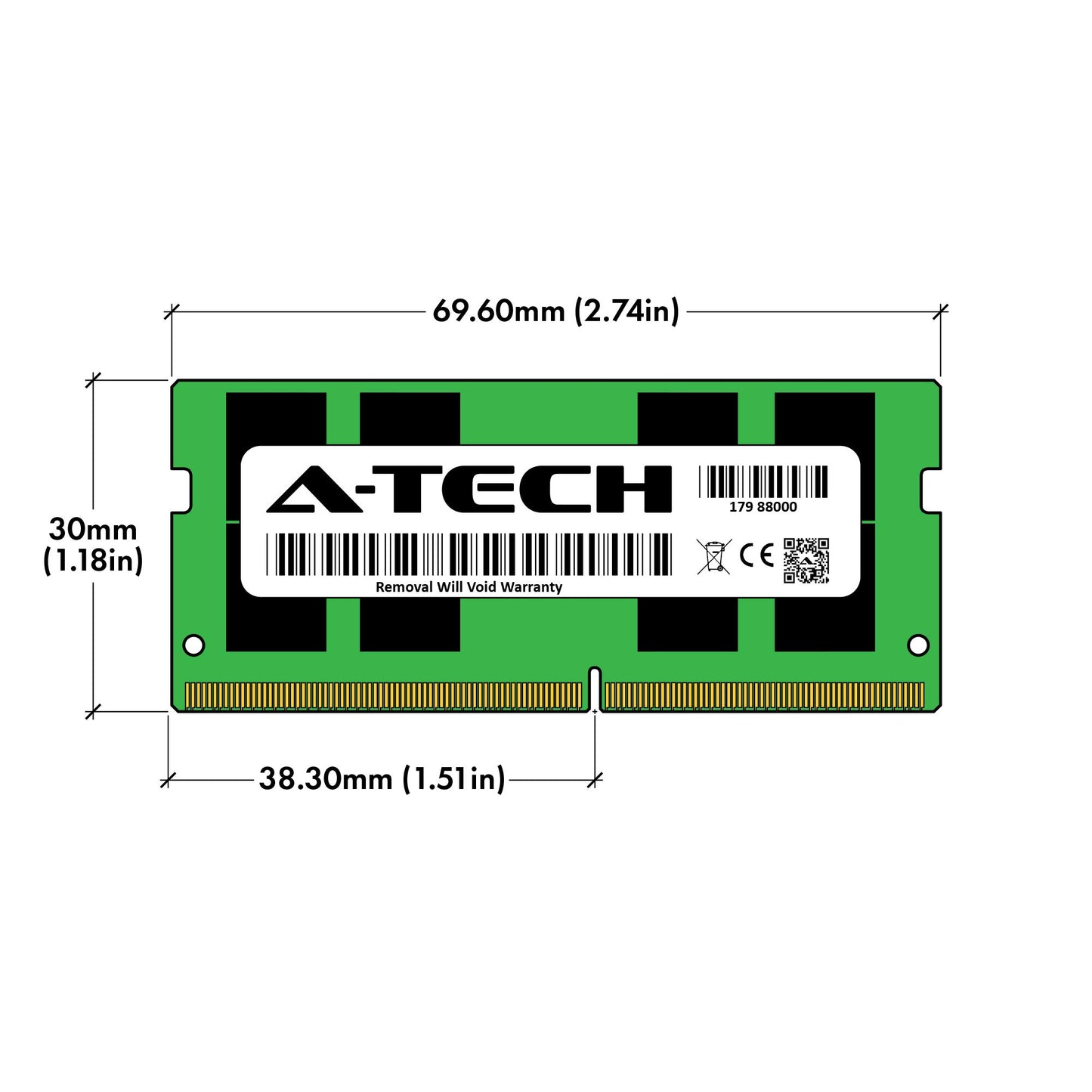 A-Tech 64GB (2x32GB) DDR4 3200 MHz SODIMM PC4-25600 (PC4-3200AA) CL22 2Rx8 Non-ECC Laptop RAM Memory Modules