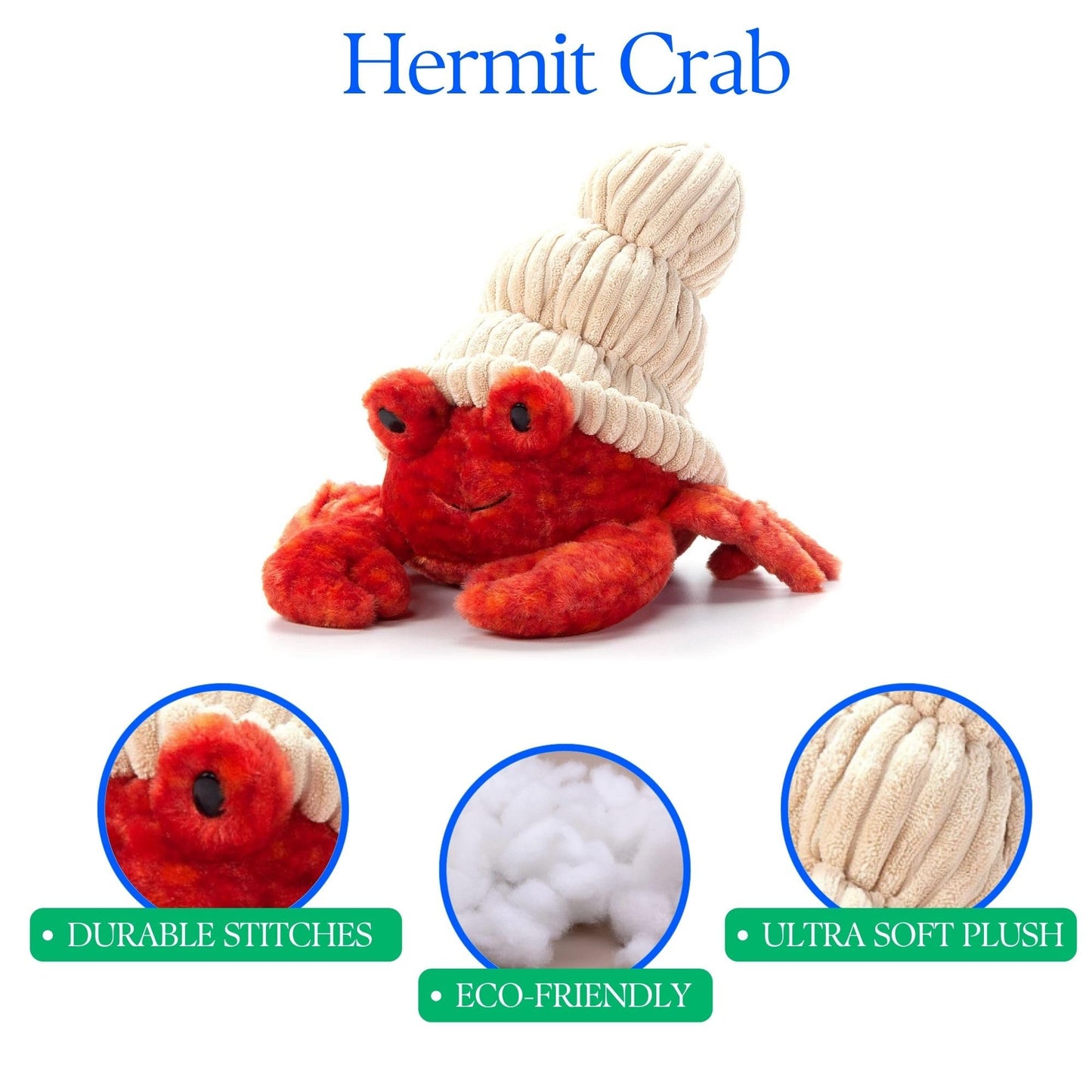 The Petting Zoo Hermit Crab Stuffed Animal Plushie, Gifts for Kids, Wild Onez Sealife Animals, Hermit Crab Plush Toy 12 inches