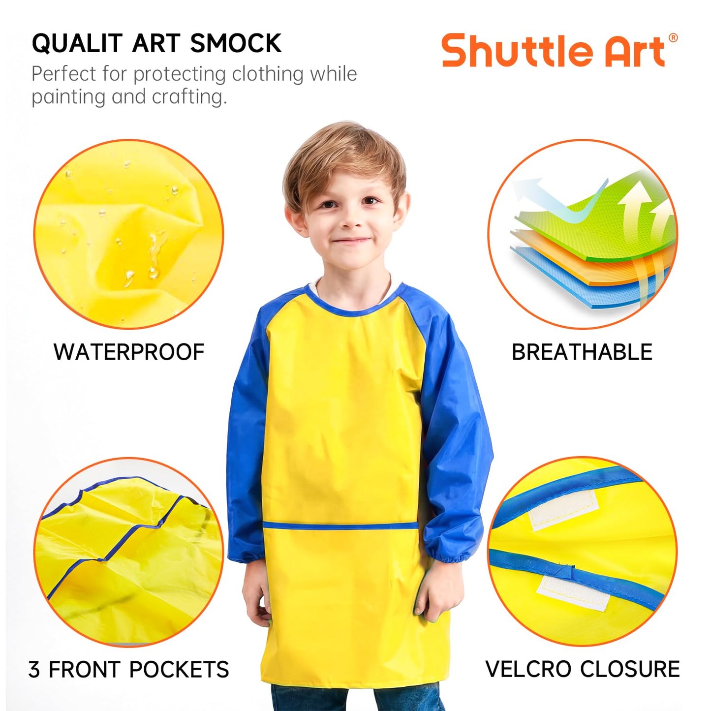 Shuttle Art 69 Pack Kids Paint Set, Art Set for Kids with 30 Colors Acrylic Paint, Wood Easel, Canvas, Painting Pad, Brushes, Palette and Smock, Complete Paint Set for Boys and Girls (package may vary)