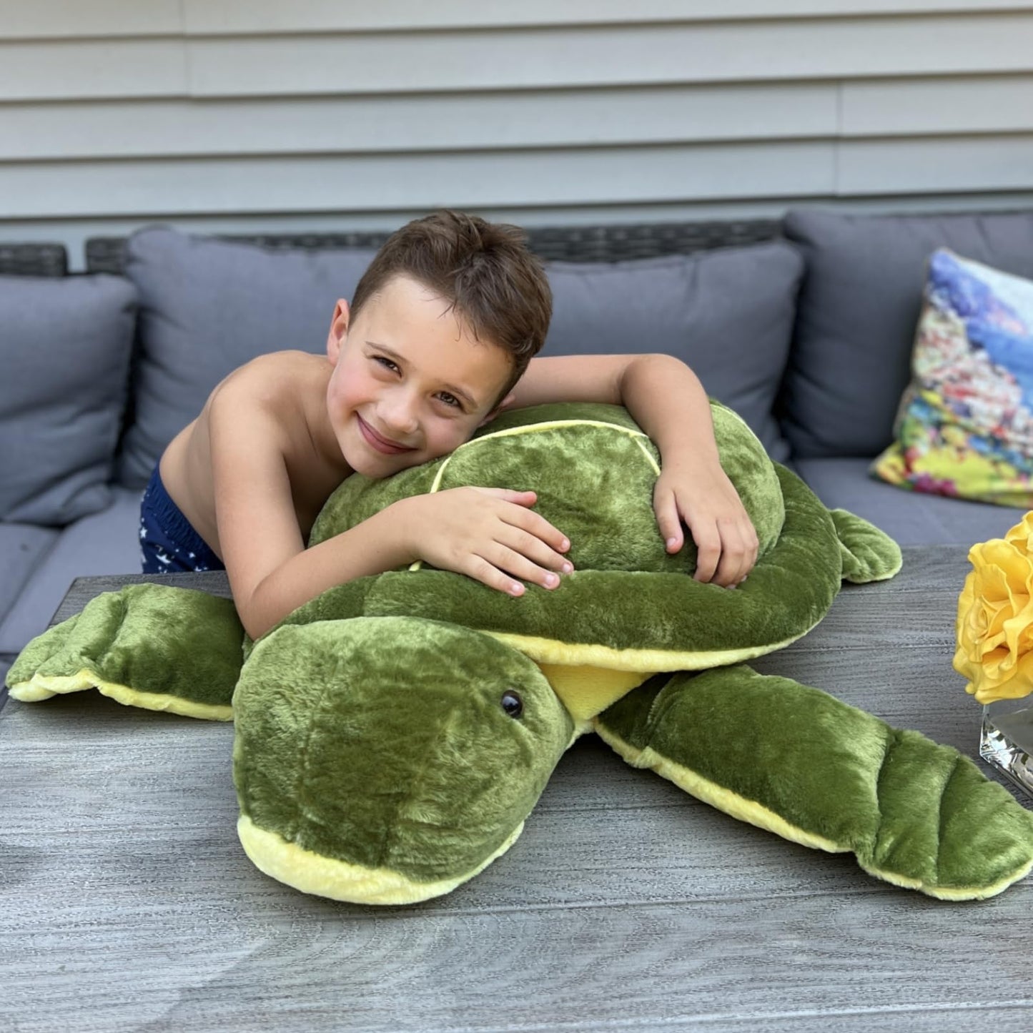 MorisMos Giant Turtle Stuffed Animal 33 inch, Green Stuffed Turtle Plush Toy for Kids Children Boys Girls on Birthday