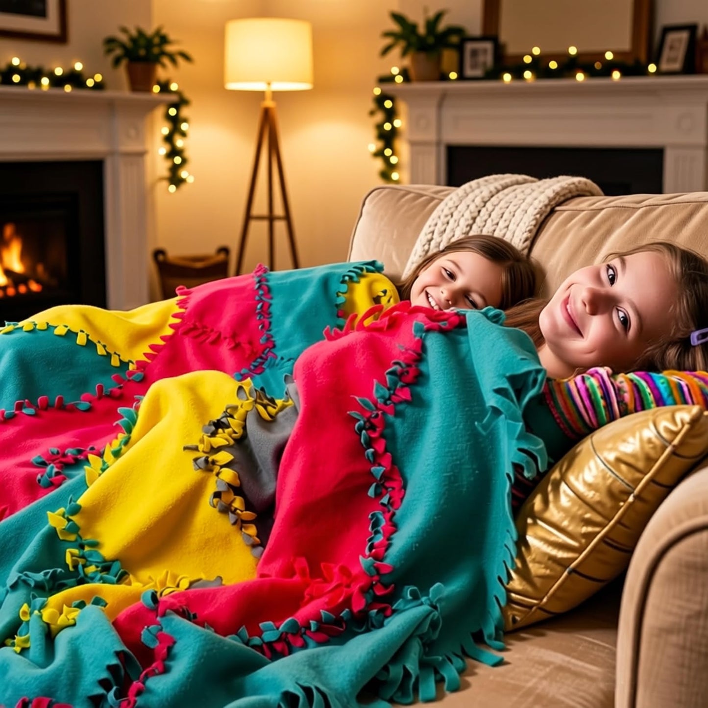 Ferberbears Craft Kits for Kids DIY Knot Quilt Making Big Fleece Blanket no Sewing Sets for Kids 8-12 or Adult Machine Washable