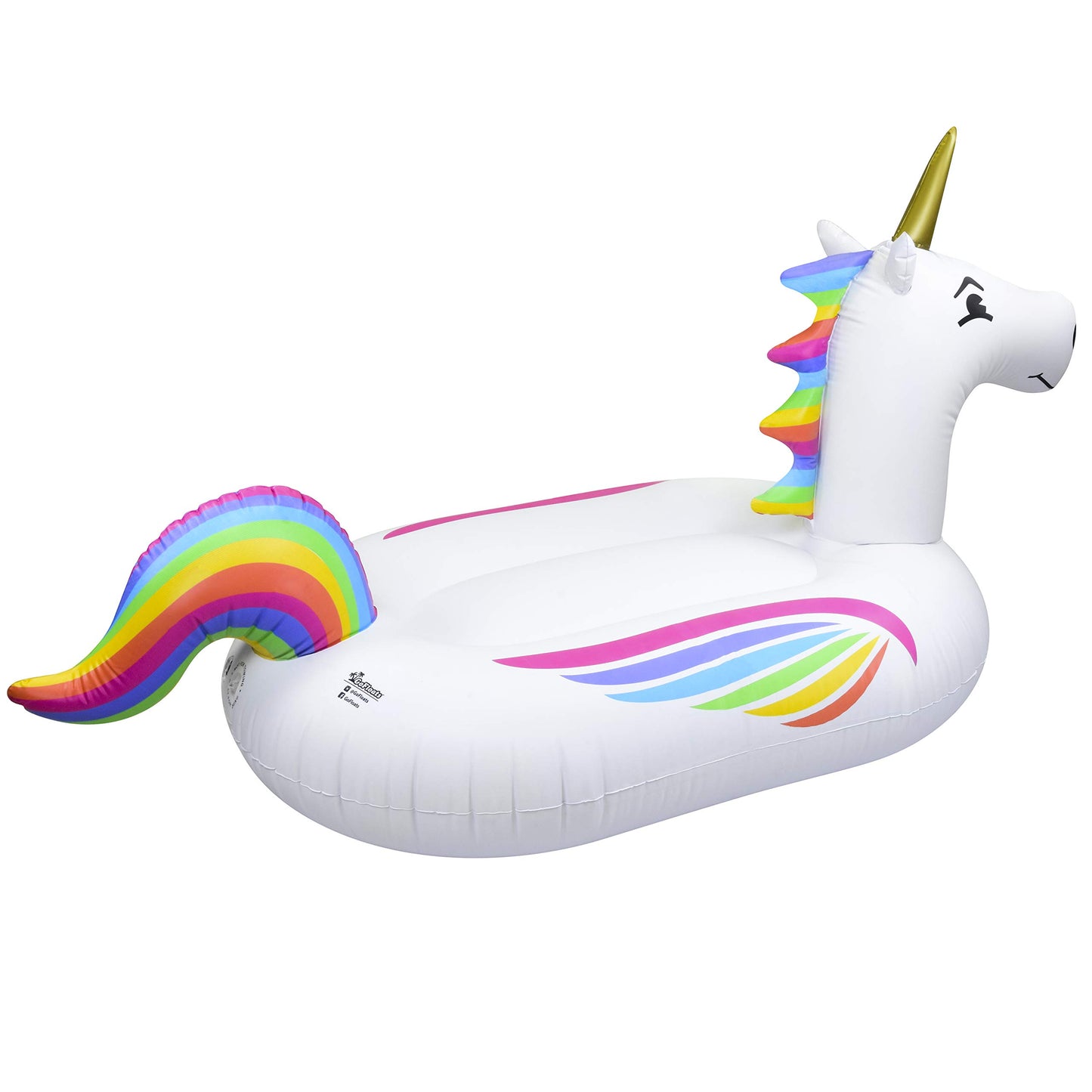 GoFloats Giant Inflatable Pool Floats - Choose Unicorn, Dragon, Flamingo, Swan, or Bull - Includes Drink Float
