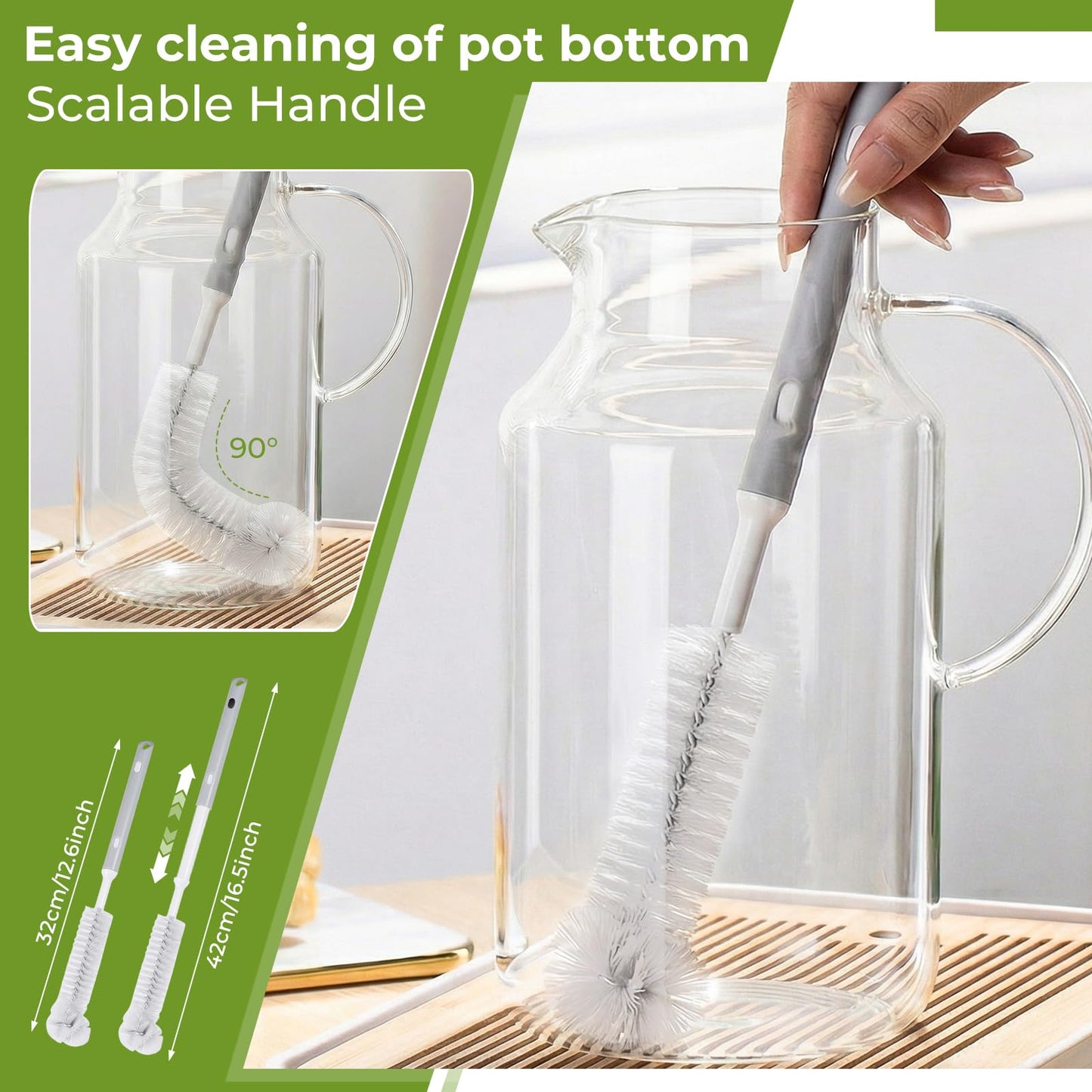 1 Gallon/3.8L Glass Pitcher with Lid, Extra Large Water Carafe Jug, Borosilicate Glass Iced Tea Pitcher, Glass Water Pitcher with Silicone Base, Leak-proof Ring & Cleaning Brush Included (Transparent)