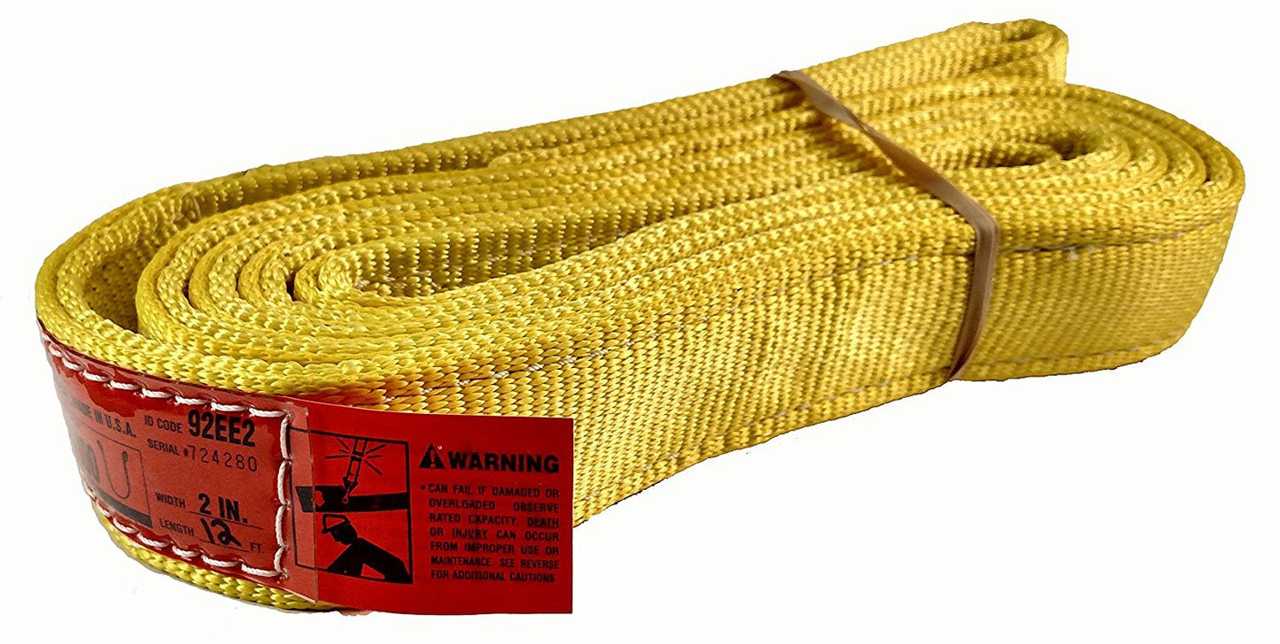 DD Sling (USA Made). 2" wide X (4' to 20' lengths) in Listing! 2 Ply Twisted Eye, Nylon Lifting Slings, Eye & Eye, Heavy Duty (900 webbing), 6,400 lbs Vertical, 5,100 Choker, 12,800 Basket Load