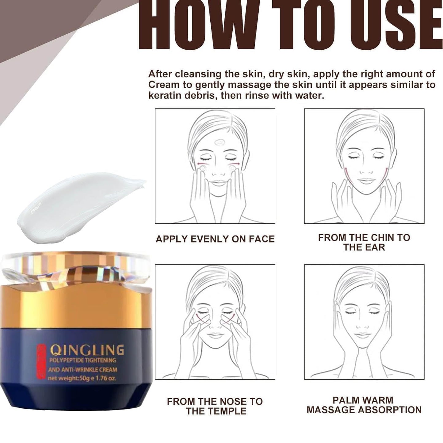 GROHESE Qingling Face Cream, Quinglin Crema Para Arrugas, Qingling Wrinkle Removal Cream, Polypeptide Tightening and Anti-Wrinkle Cream, Facial Neck Eye Cream Anti-Aging for Men & Women (2)