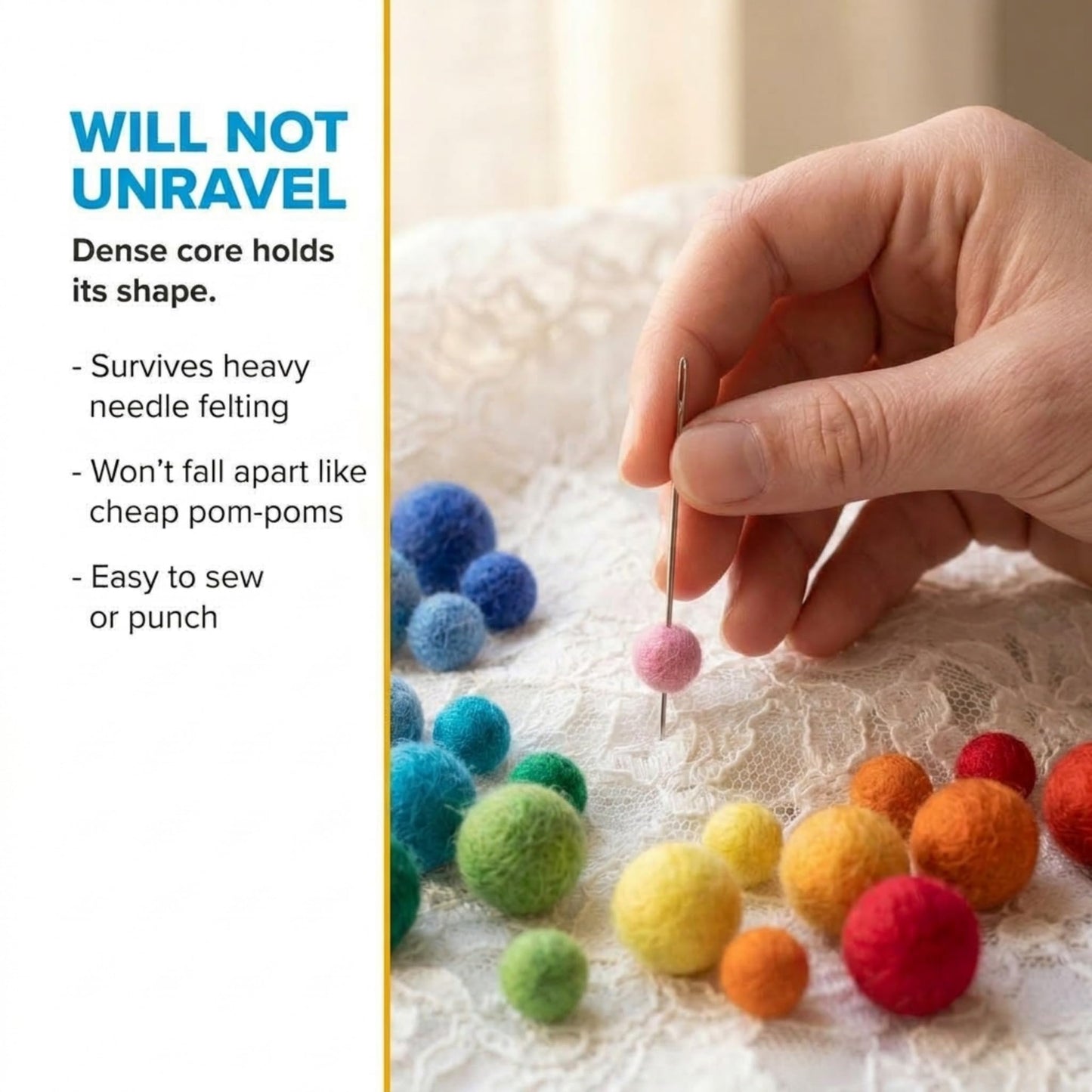 Glaciart One Wool Felt Balls Super Small (400 Pieces) 0.5 Centimeter - 0.2 Inch, Tiny Handmade Felted 40 Color (Red, Blue, Yellow, Black, Pastel and More) Bulk Small Puff for Felting and Jewelery