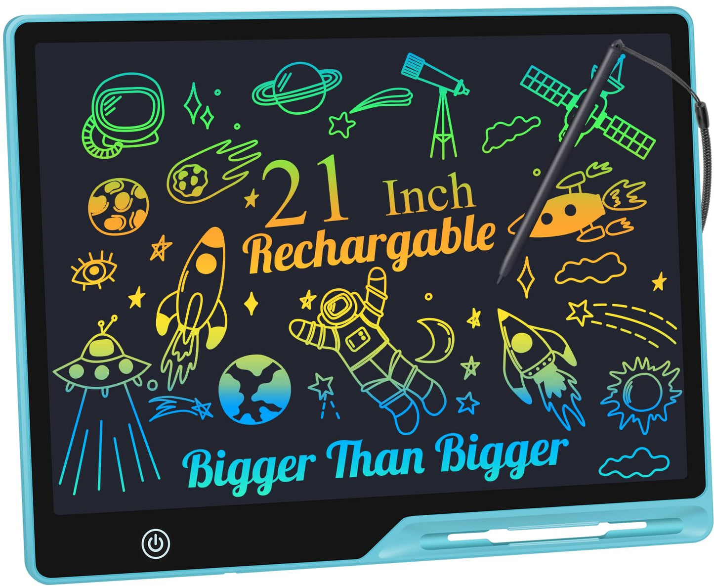 Kinayue LCD Writing Tablet for Kids, Rechargeable Doodle Board,Easter Basket Stuffers,Preschool Learning Toys Christmas Birthday Gift 3 4 5 6 7 Year Old Girls Boys (Blue, 21 Inch)