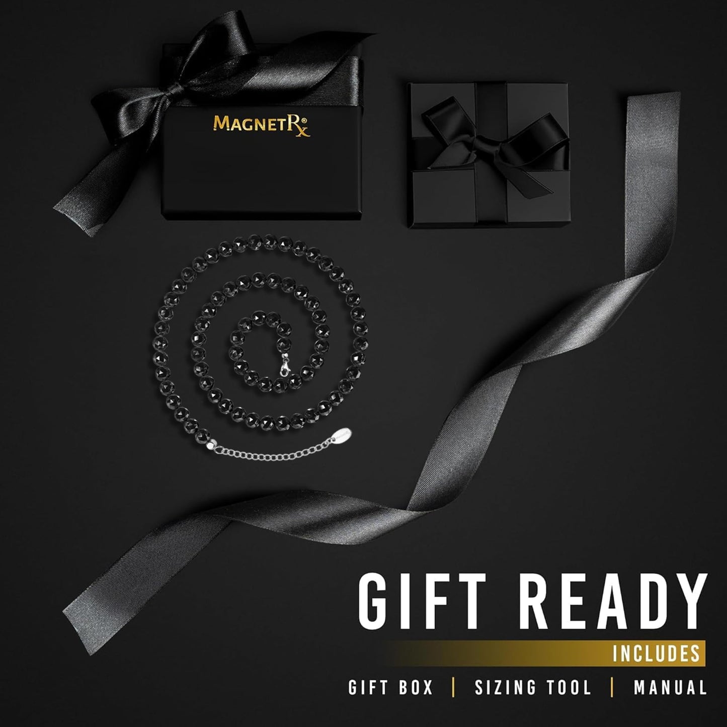 MagnetRX® Magnetic Hematite Necklace – Ultra Strength Hematite Stones – Unisex Beaded Necklace for Women and Men (6mm Faceted Beads)