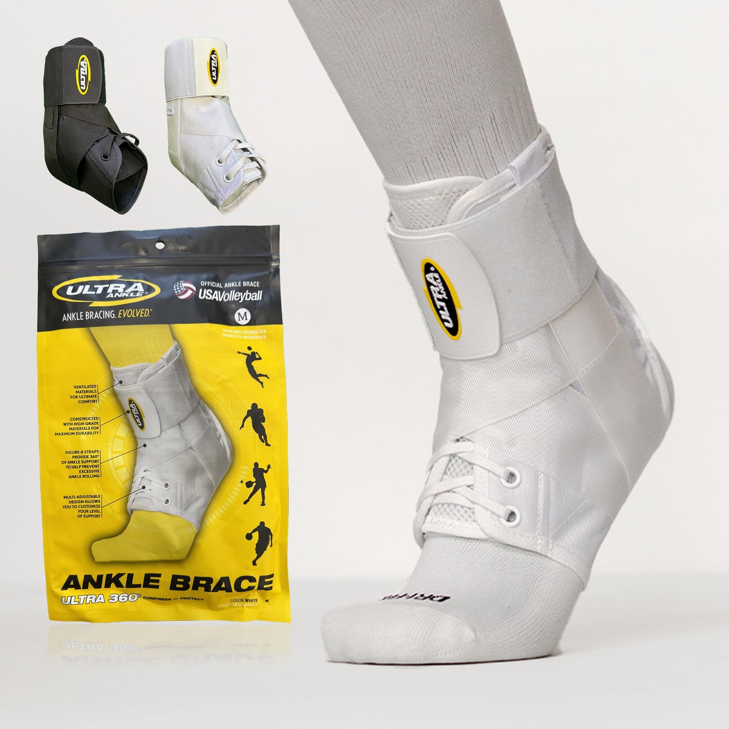 Ultra 360® Lace-Up Adjustable Ankle Brace – For Ankle Stabilization, Adjustable Compression
