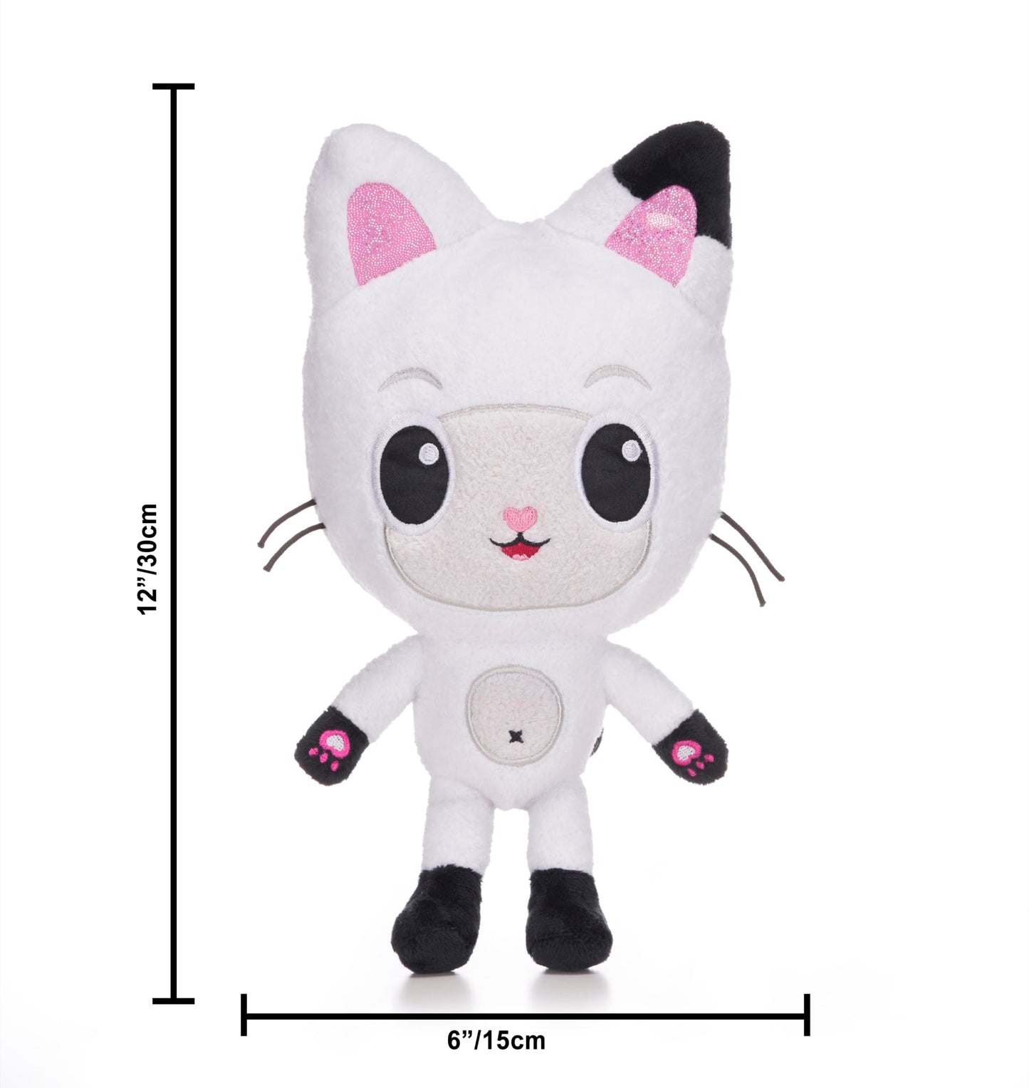 Posh Paws 50105 Gabby's Dollhouse 25cm (10-inches) Pandy Paws Character Soft Plush Toy, White