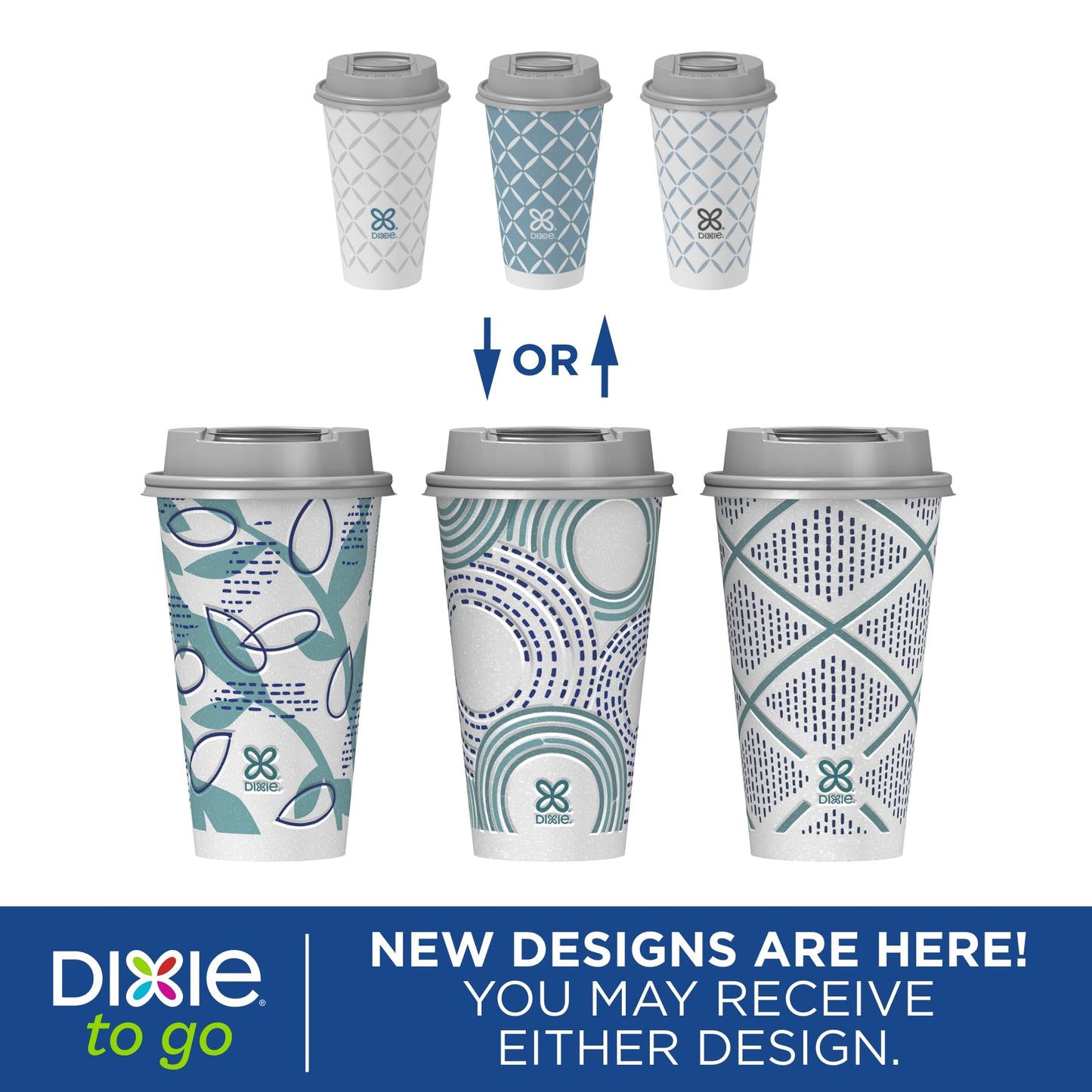 Dixie To Go Paper Coffee Cups With Lids, 16 oz, 108 Count (6 packs of 18 cups), Disposable Insulated Paper Cups for On-The-Go Hot or Cold Beverages