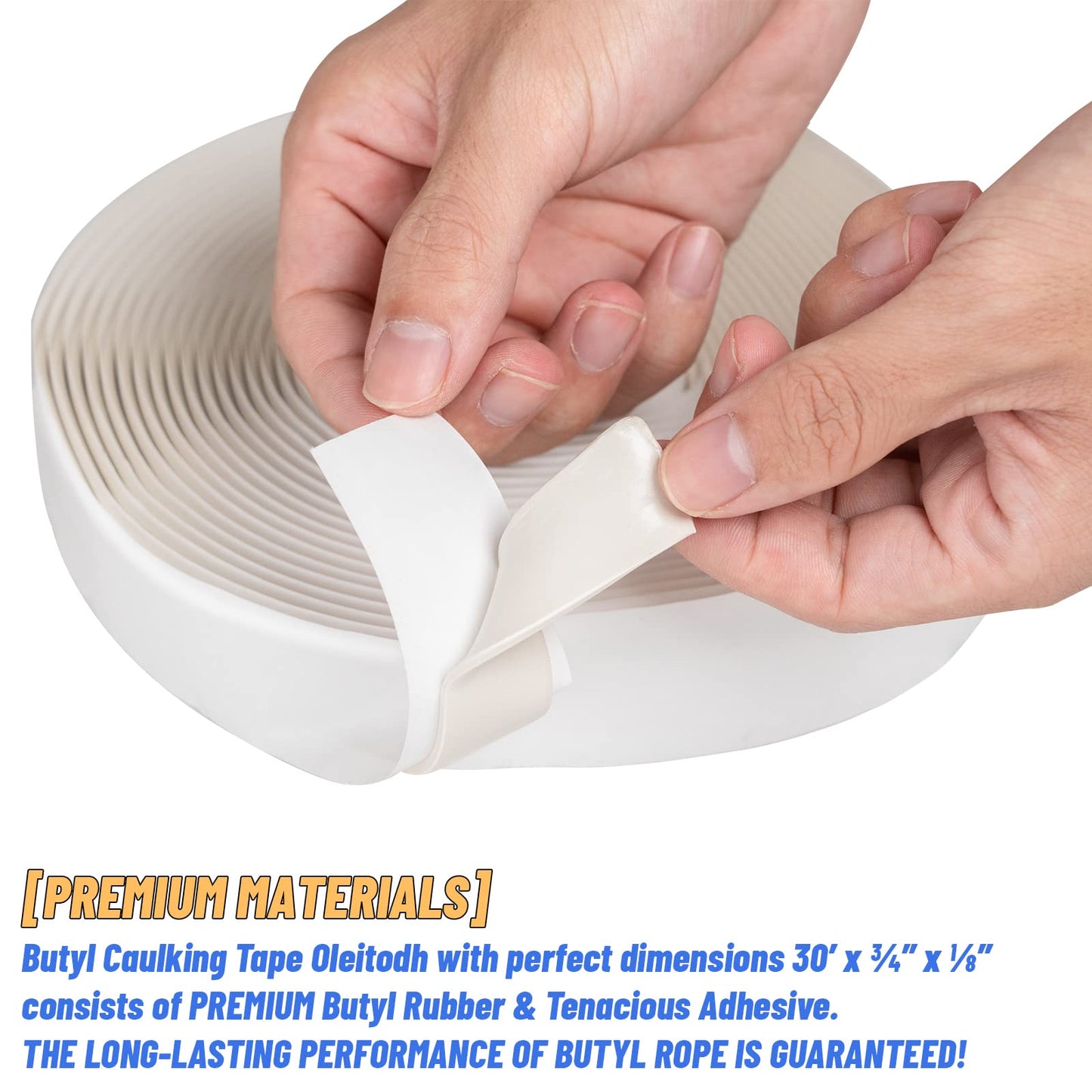 4 Pack White Butyl Sealant Tape, 1/8" x 3/4" x 30 ft, RV Window Sealant, Roof Caulk, EPDM Rubber Patching