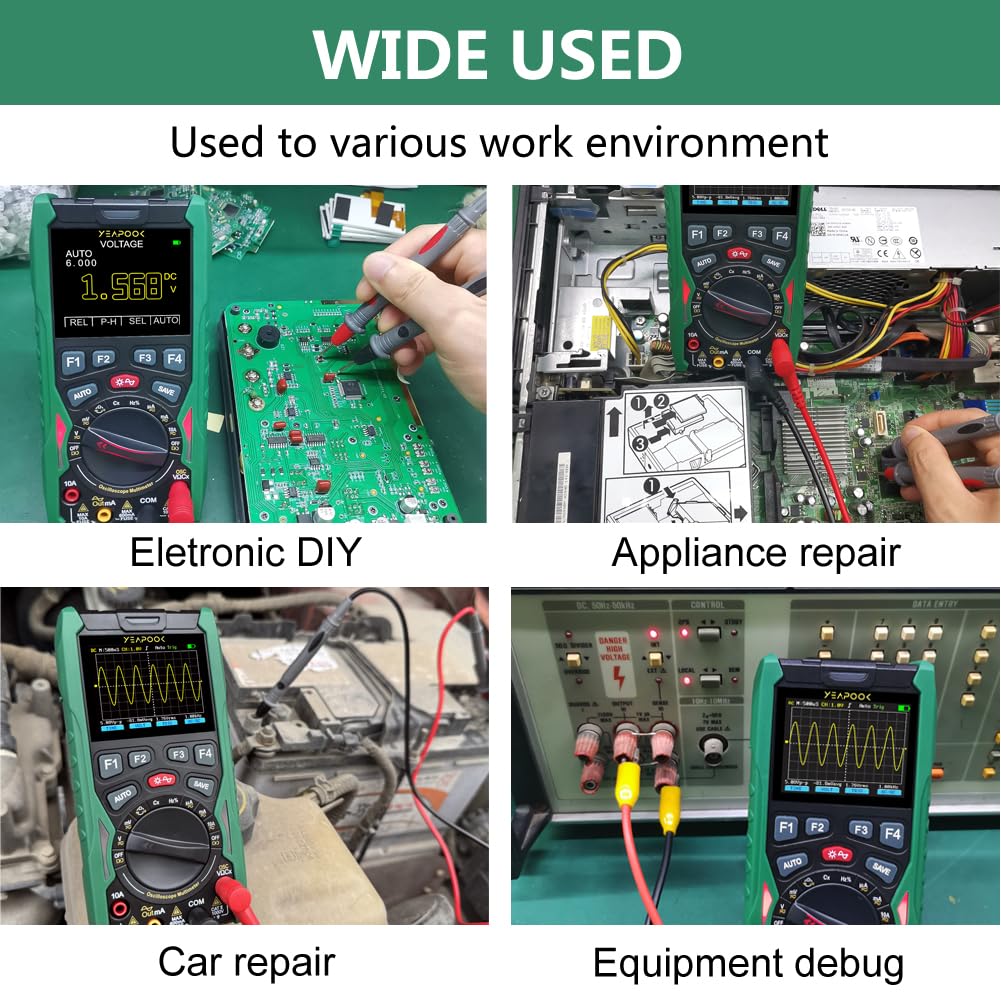 YEAPOOK 3 in 1 Handheld Digital Oscilloscope Multimeter Portable Oscilloscopes, 12MHz Bandwidth, 50MSa/s Sampling Rate with Multimeter and Signal Generator (YP101A)