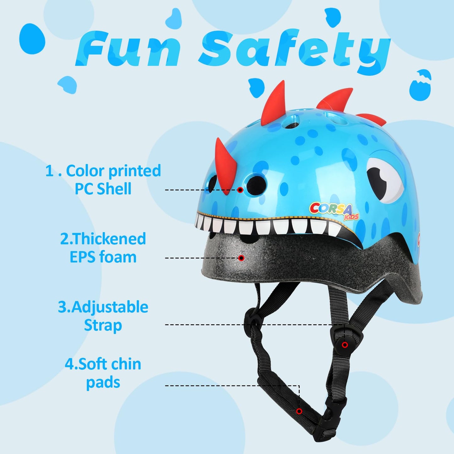 Atphfety Toddler Kids Bike Helmet, Adjustable and Multi-Sport, 3 Sizes for Ages 1-2-3-5-8-14 Years Child Infant Boys Girls