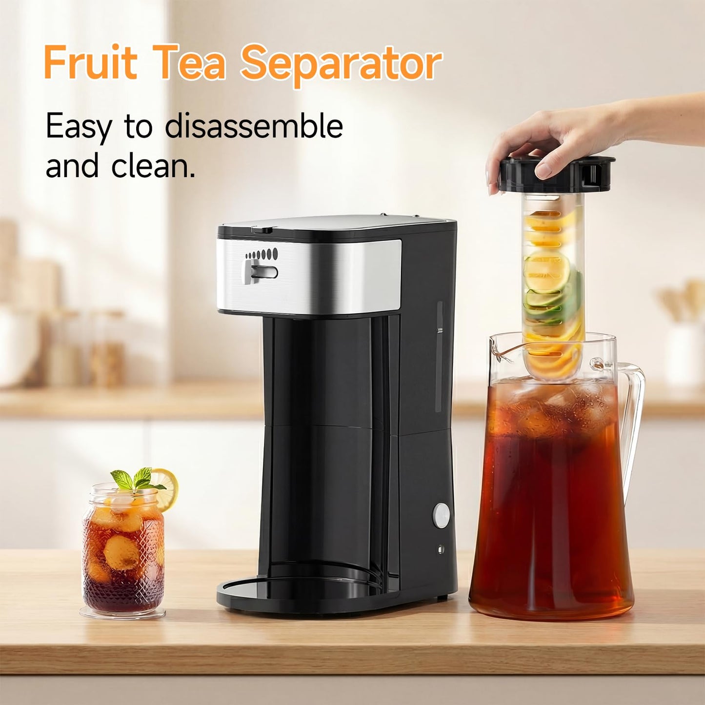 Iced Coffee Tea Maker With Reusable Filter Basket 3 QT Pitcher Iced Tea And Coffee Machine, Tea Makers For Iced Tea, Lattes, Lemonade And Flavored Water (3QT 2)