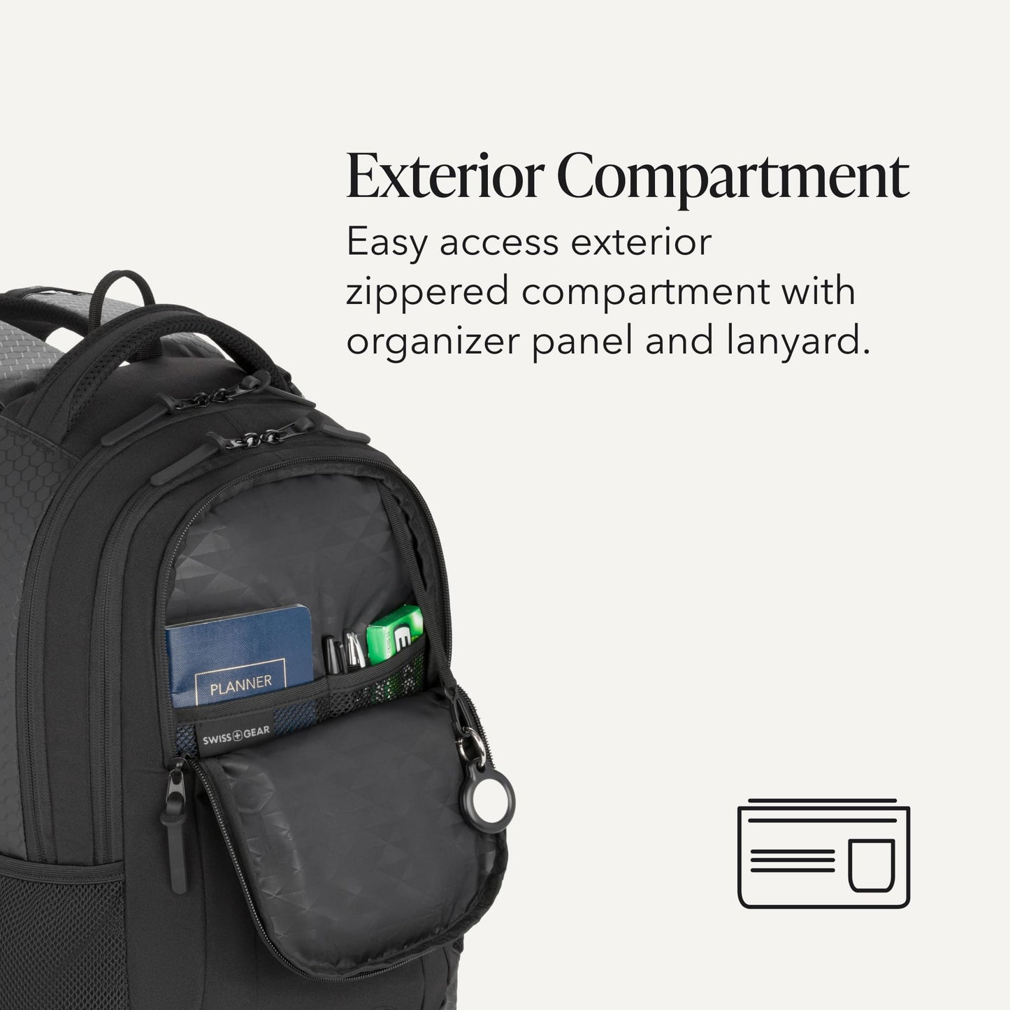 SWISSGEAR Cecil Laptop Backpack, Fits Most 16-Inch Laptops, Three-Compartment Design, Airflow Back Panel, Black, 27.3L, 18-Inch