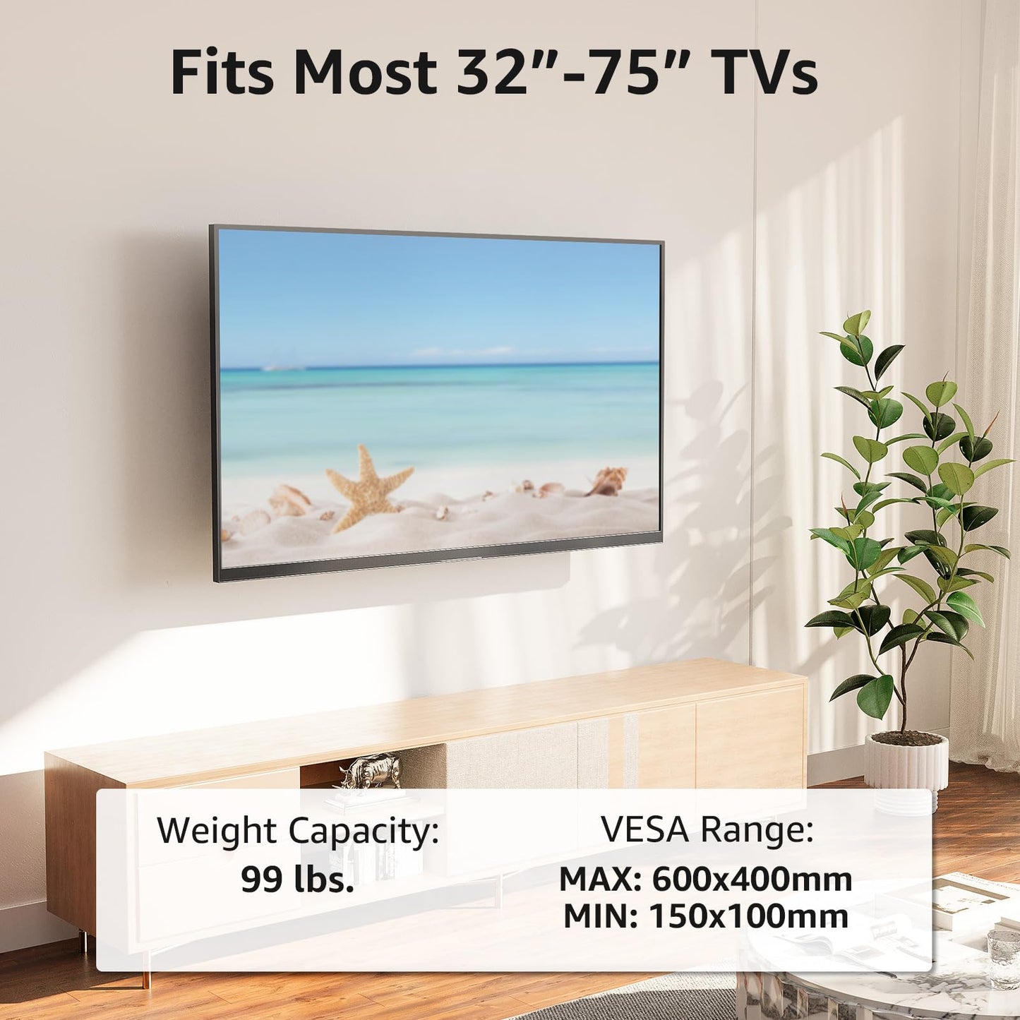 MOUNTUP Corner TV Wall Mount for Most 42-75 Inch TVs with 32” Long Extension, Long Arm TV Mount, Full Motion TVs Mount Swivel Articulating Mounts, MAX VESA 600x400mm, Holds up to 99 lbs