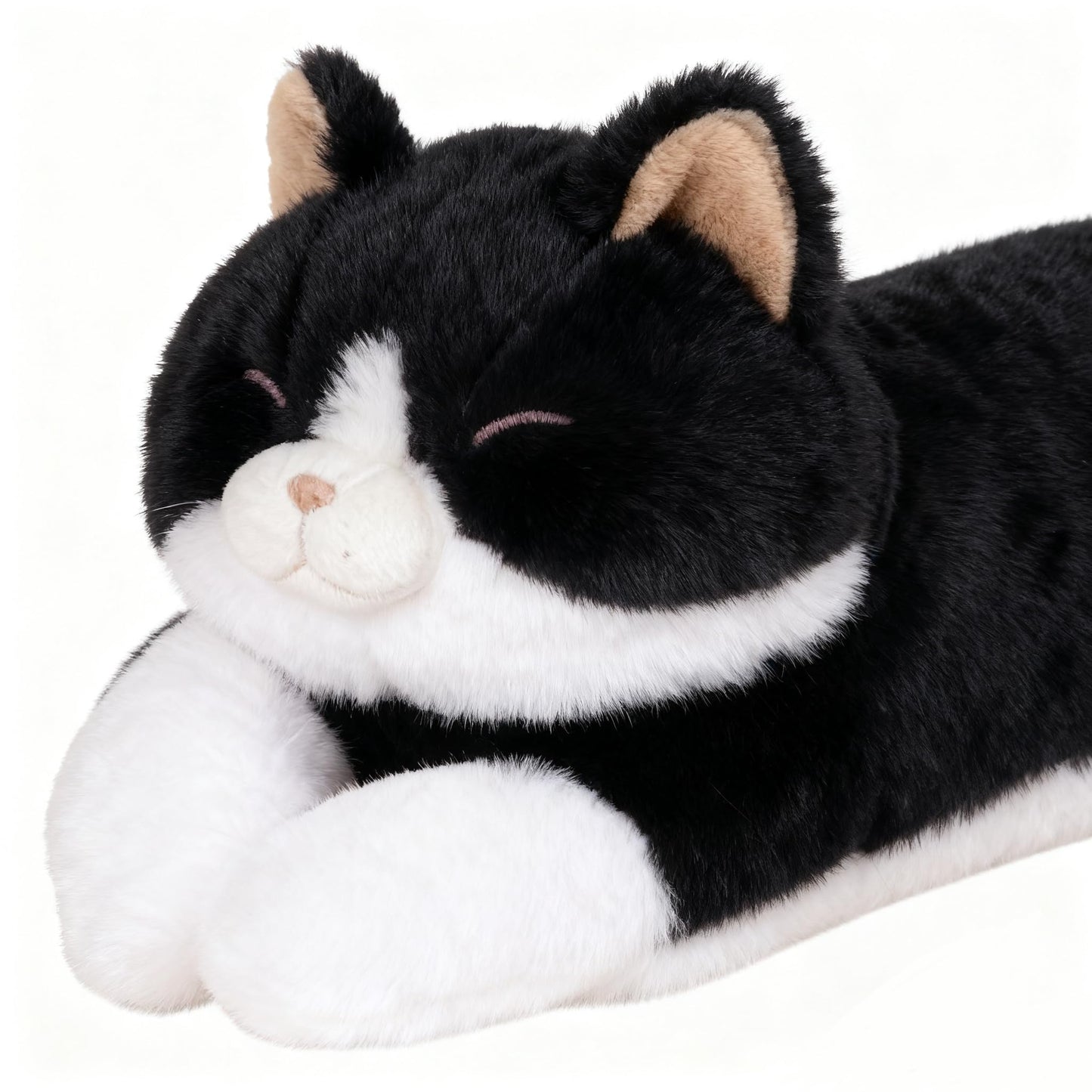 40'' Large Cat Sleeping Long Plush Pillow Toy, Milk Black White Kitty Soft Cat Stuffed Animals, Big Kitten Plushies Cute Doll Gift for Kids Girls Boys, Birthday