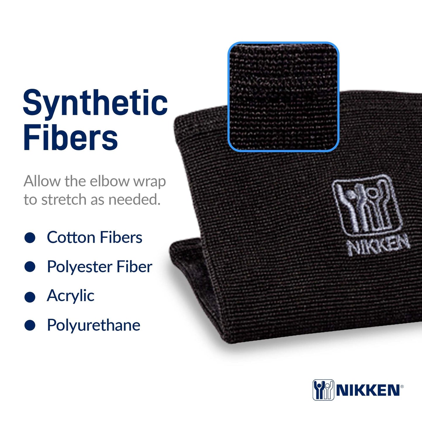 Nikken KenkoTherm - Knee Wrap Large 1834 - Black Stretch Support with Ceramic Reflective Fibers for Running, Weightlifting, Basketball - Men and Women