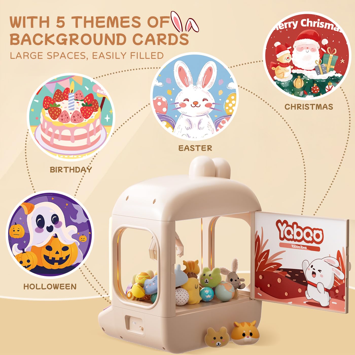 Vanvimen 64 PCS Bunny Claw Machine for Kids Girls,Vending Machine Toys with Sound Lights,Candy and Prize Electronic Dispenser Game Ages 3-4 4-8,Easter Birthday Party Gift for 3 4 5 6 Year Old Girls