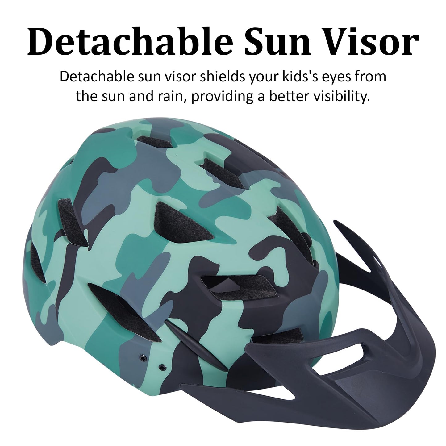 Bilaki Kids Bike Helmet, Youth Toddler Boys Girls Helmets, 2 Size Adjustable for Ages 2-3-5-8-14 Years, Child Helmet with Visor and LED Light, Lightweight Multi-Sport Bicycle Scooter Cycling Helmets