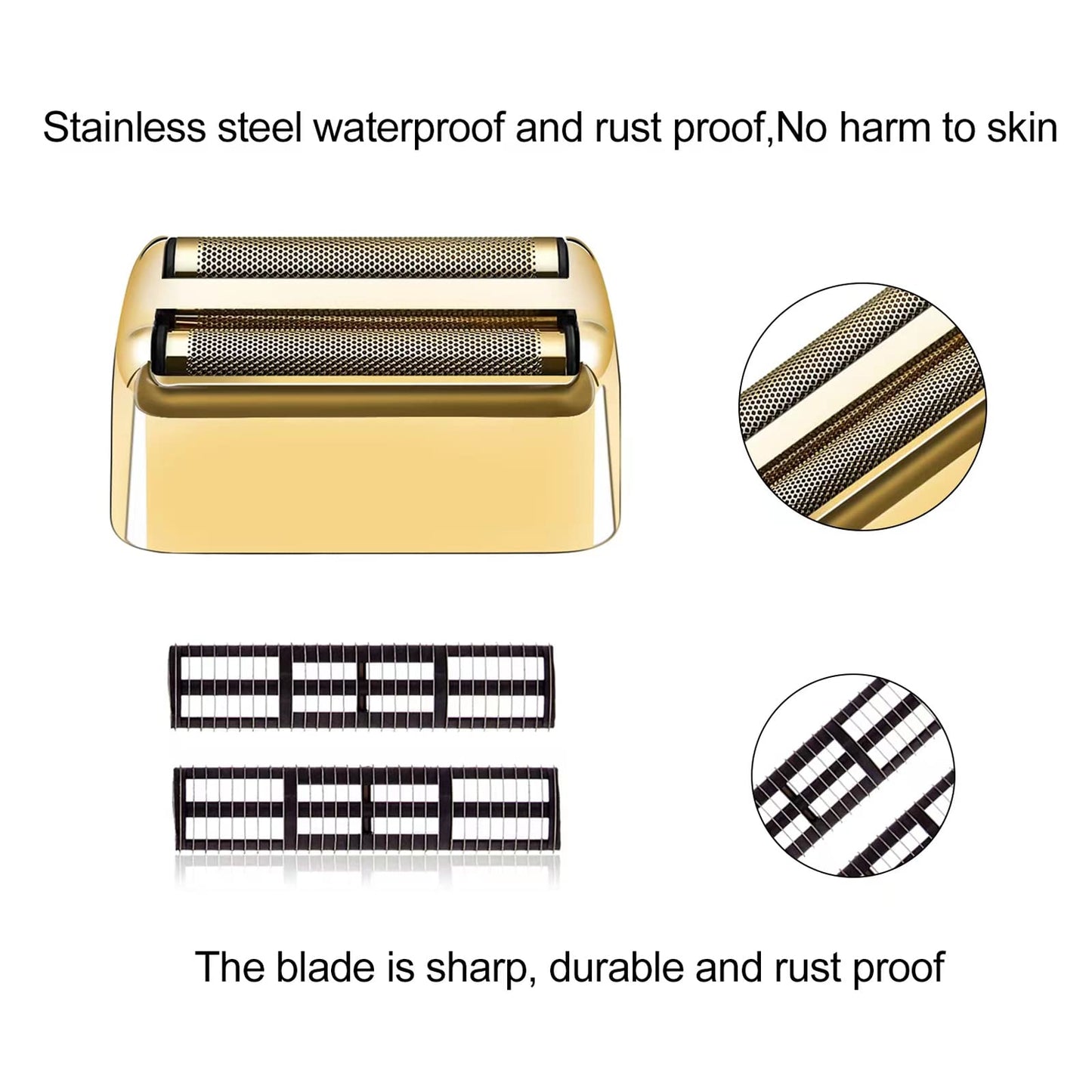 3 pack Professional Replacement Foil and Cutters for BaBylissPRO Barberology Double Foil Shaver, Compatible with BaBylissPRO Barberology FXFS2 Shaver，Gold