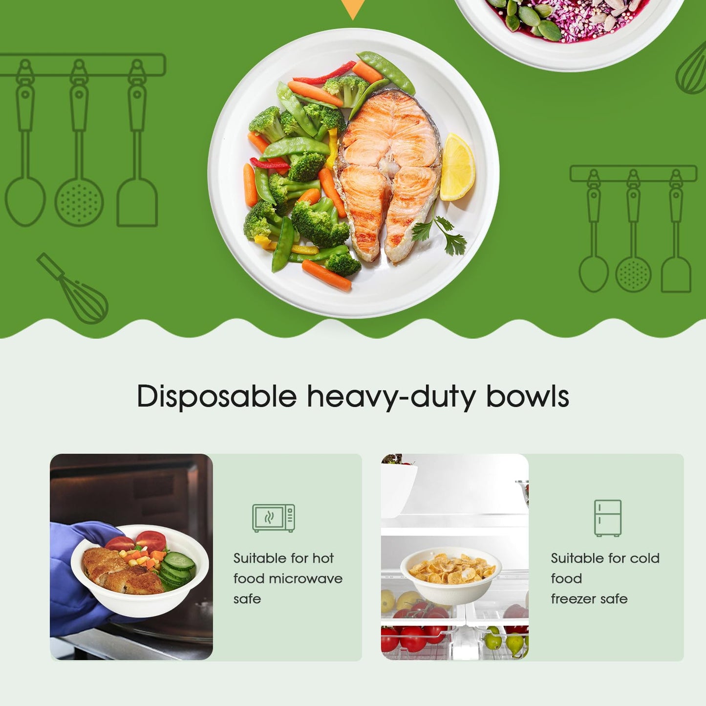 ECOLipak 500 Pack 12 oz Paper Bowls Disposable, Heavy-Duty Biodegradable Compostable Bowls Made of Natural Sugarcane Bagasse, Suitable for Salad, Dessert, Milk, Cereals