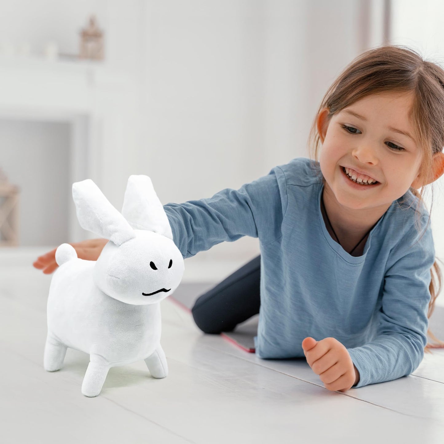 Adenzai 11 Inch White Gubby Plush Toy, Stuffed Figure Pillow for Home Decor, Collectible Gift for Video Game Fans, Kids, and Adults Cute Halloween Plush Toy(Rabbit White Plush)