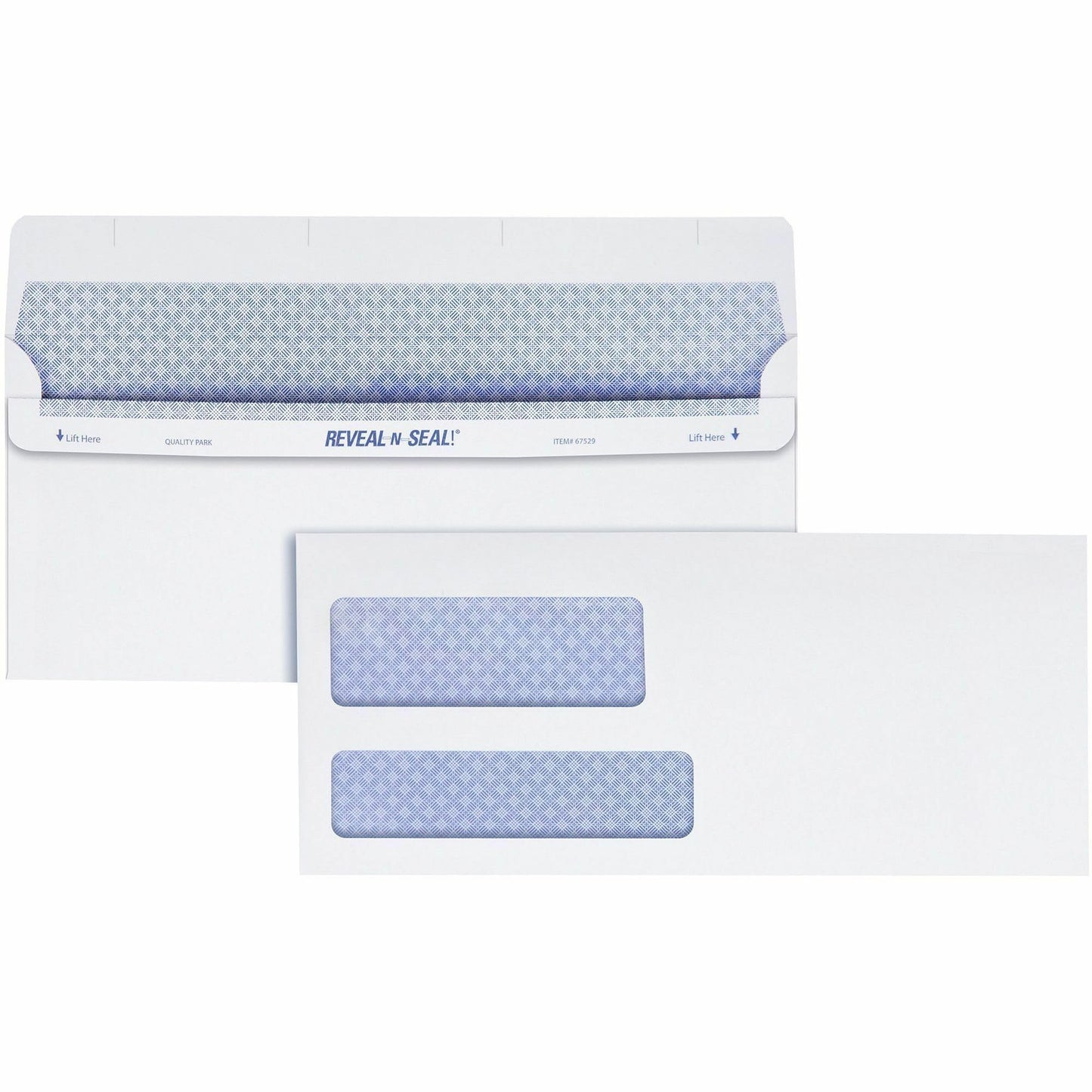 Quality Park #9 Security Envelopes, Double Window, Tamper Evident, Self Seal, Invoices/QuickBooks Statements, 3-7/8" x 8-7/8", 24 lb White, 500/Box (QUA67529)