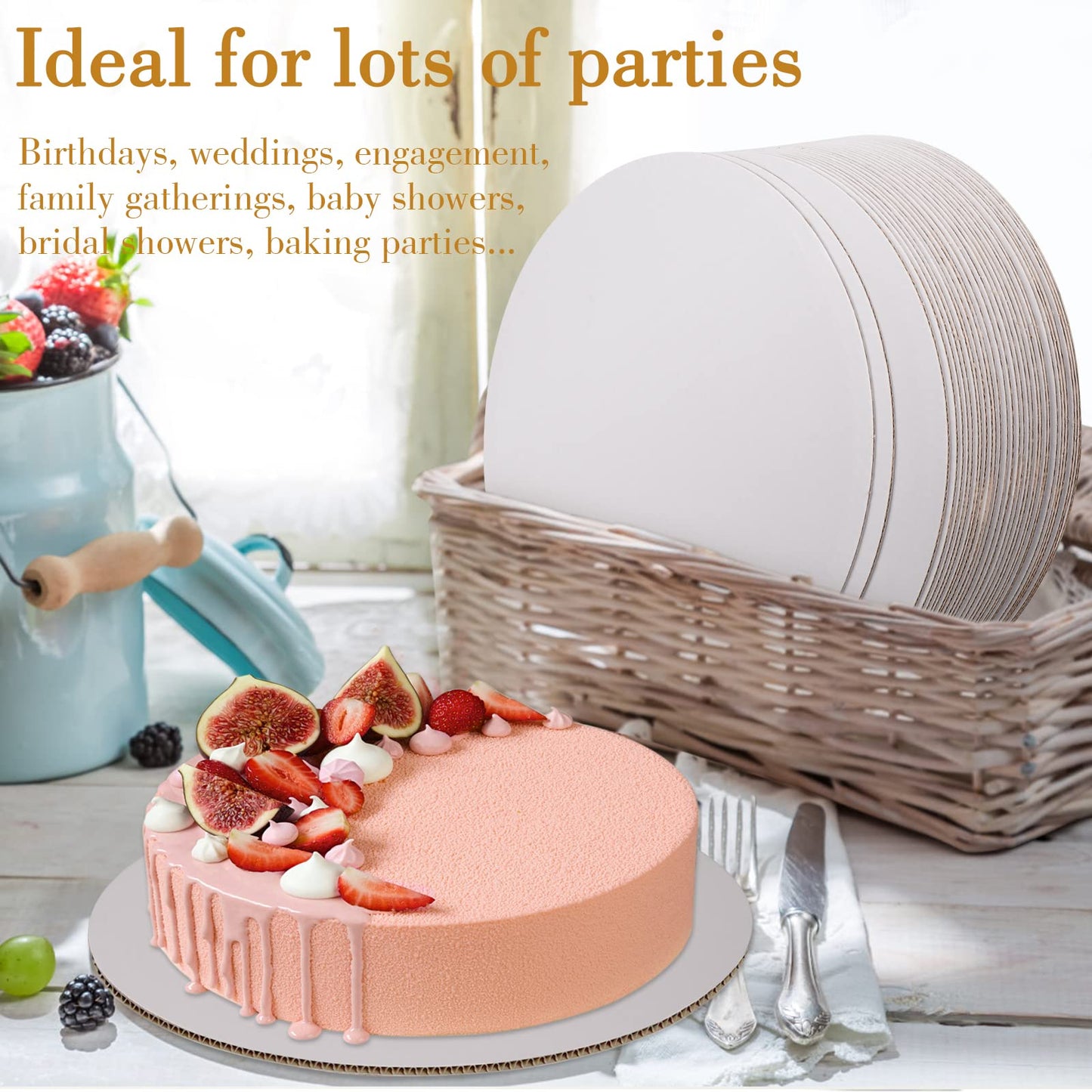 Sudaya Cake Boards 50 PCS, Cake Boards 12 Inch Round, Cardboard Cake Rounds, Disposable Cake Plates, Food Grade Cake Base Cake Tray Cake Circles, 12 Inch Cake Board White Cardboard Circles Round Base