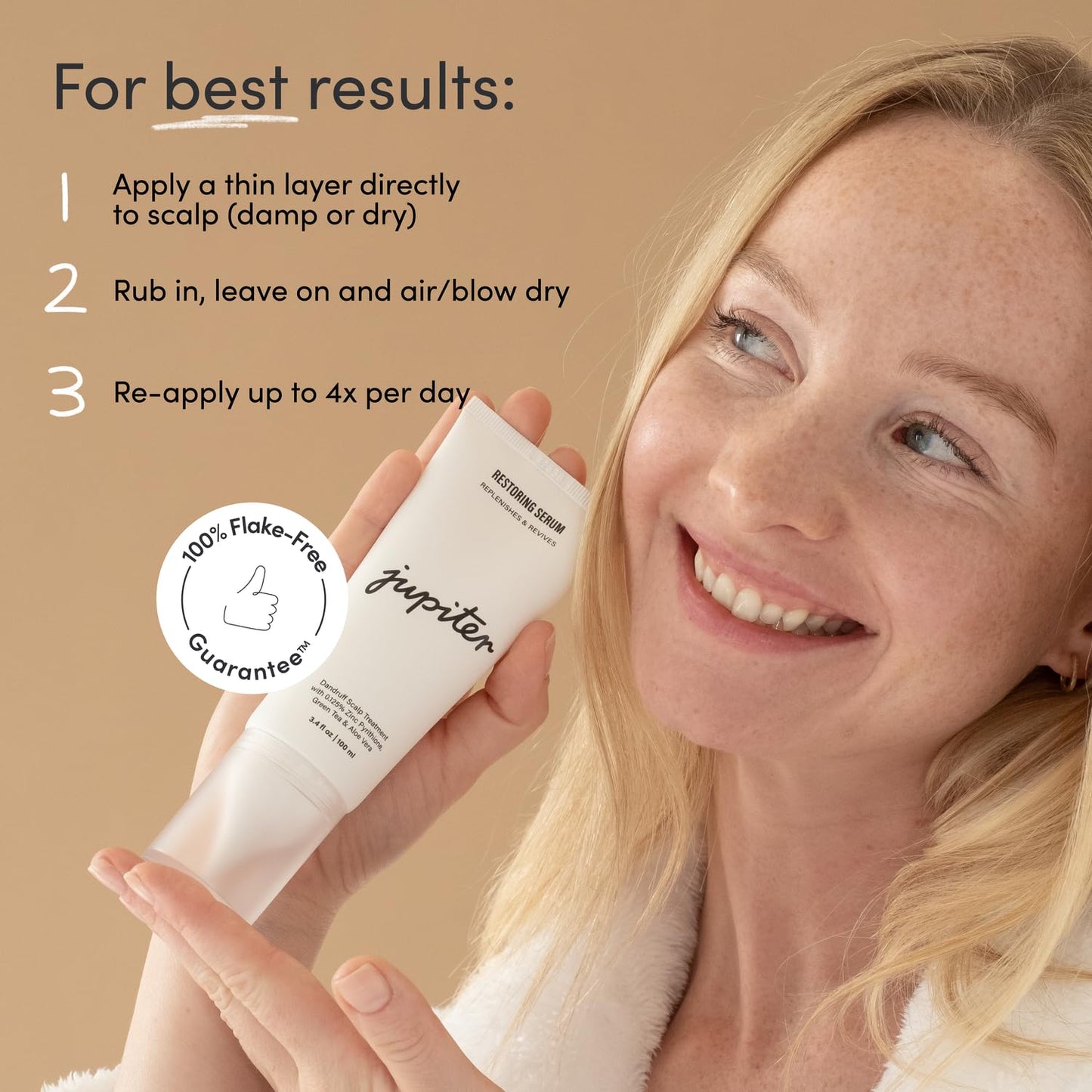 Jupiter Anti-Dandruff Scalp Serum, Leave-On Restoring Serum, for Dry, Itchy, & Oily Scalp, Aloe Vera, & Niacinamide, Color-Safe, Vegan, Cruelty-Free, Paraben, Phthalate, & Sulfate-Free, 3.4 fl oz