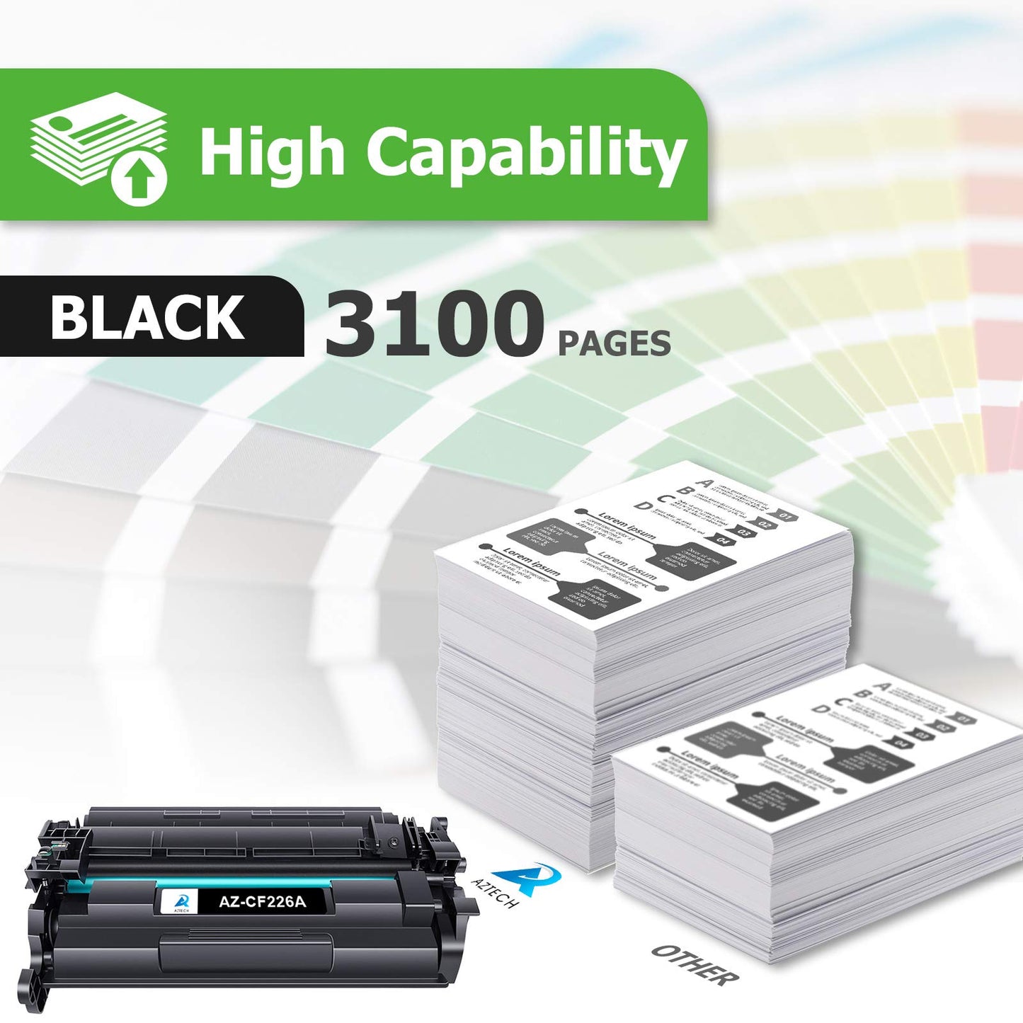 Aztech 26A CF226A Toner Cartridge 2 Pack Compatible Replacement for HP 26A CF226A 26X CF226X Pro M402dn M402n M402dw Pro MFP M426fdw M426fdn M426dw Series Printer Ink High Yield (Black 2-Pack)