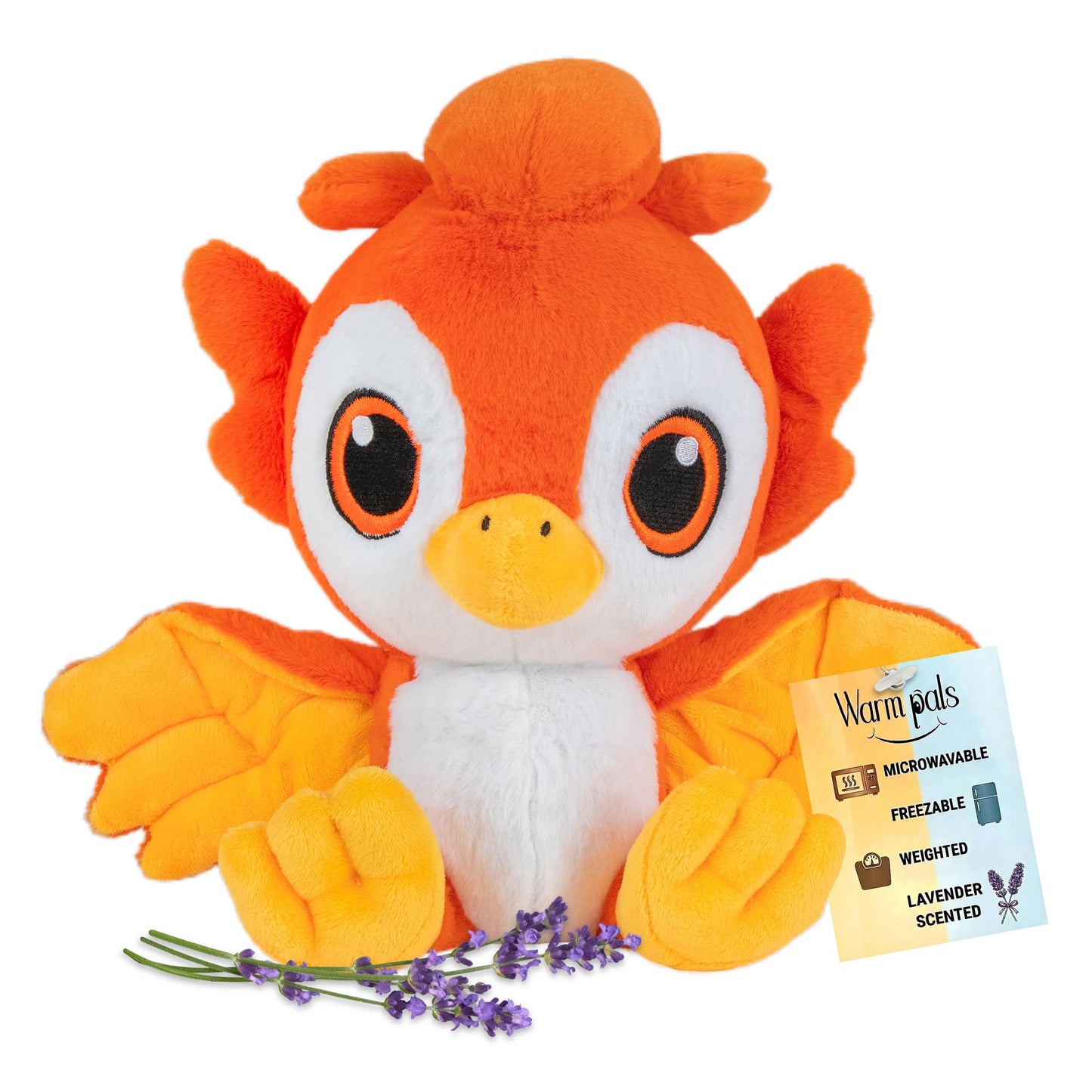 Warm Pals Scented Glow in the Dark Phoenix Plush, Cozy Microwavable and Freezable Plush Toys Filled with Natural Grains and Lavender, Heatable and Coolable Bedtime Comfort Weighted Stuffed Animal